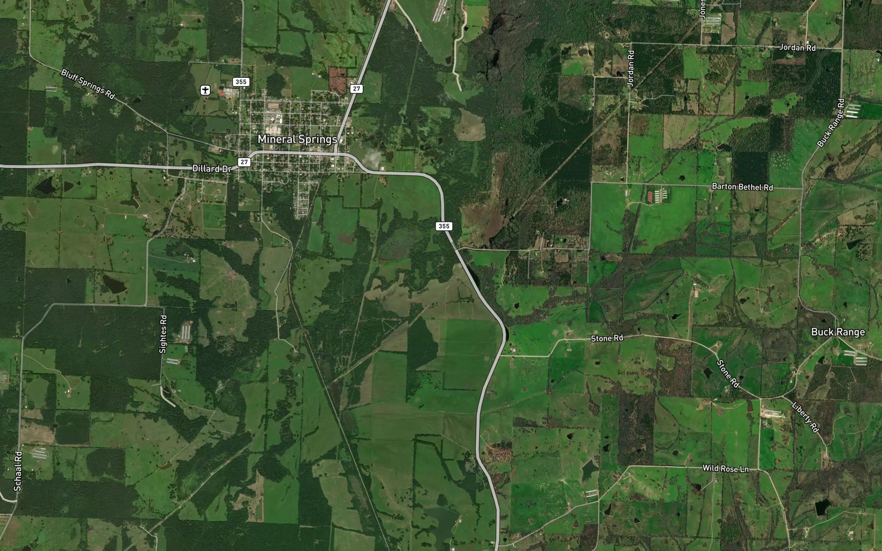 Satellite map of the Brushy Creek