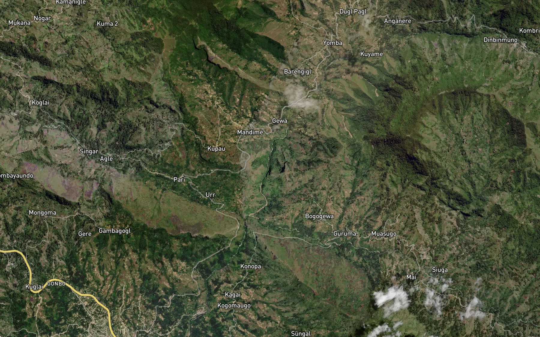 Satellite map of the Singga Creek