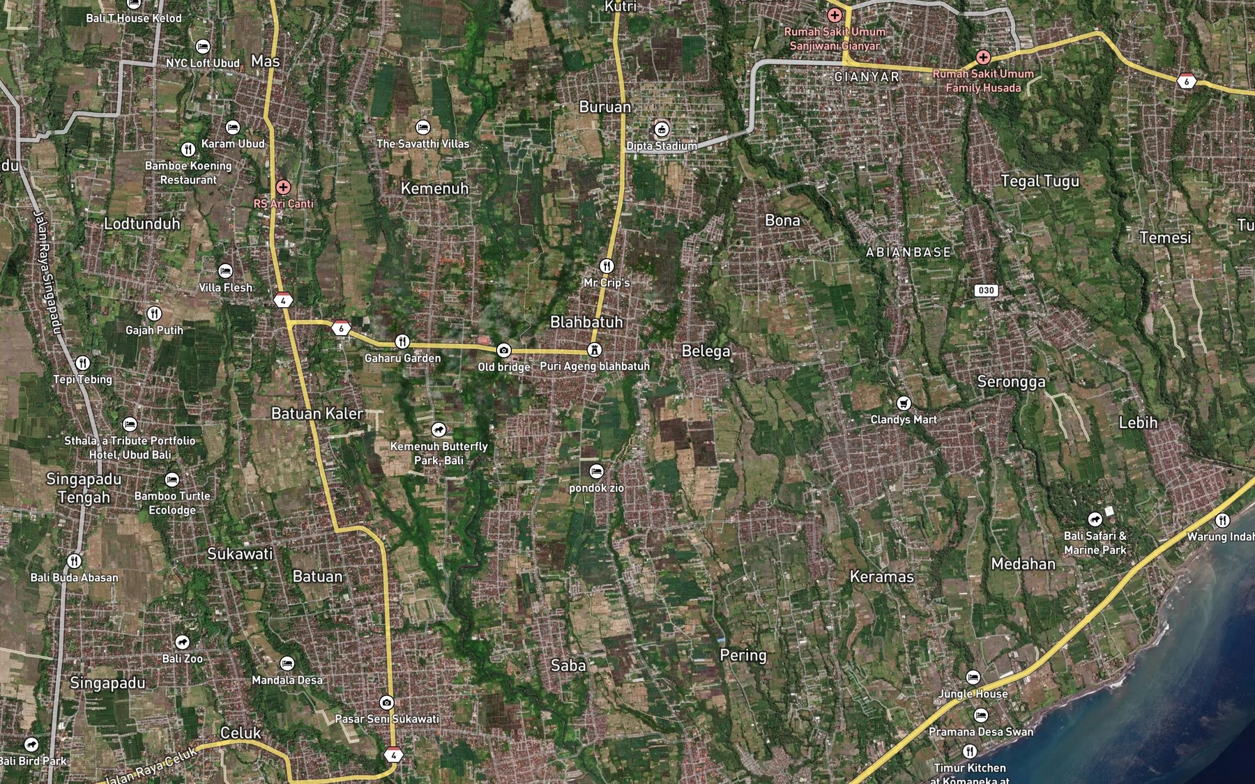 Satellite map of the Tukad Blahbatuh