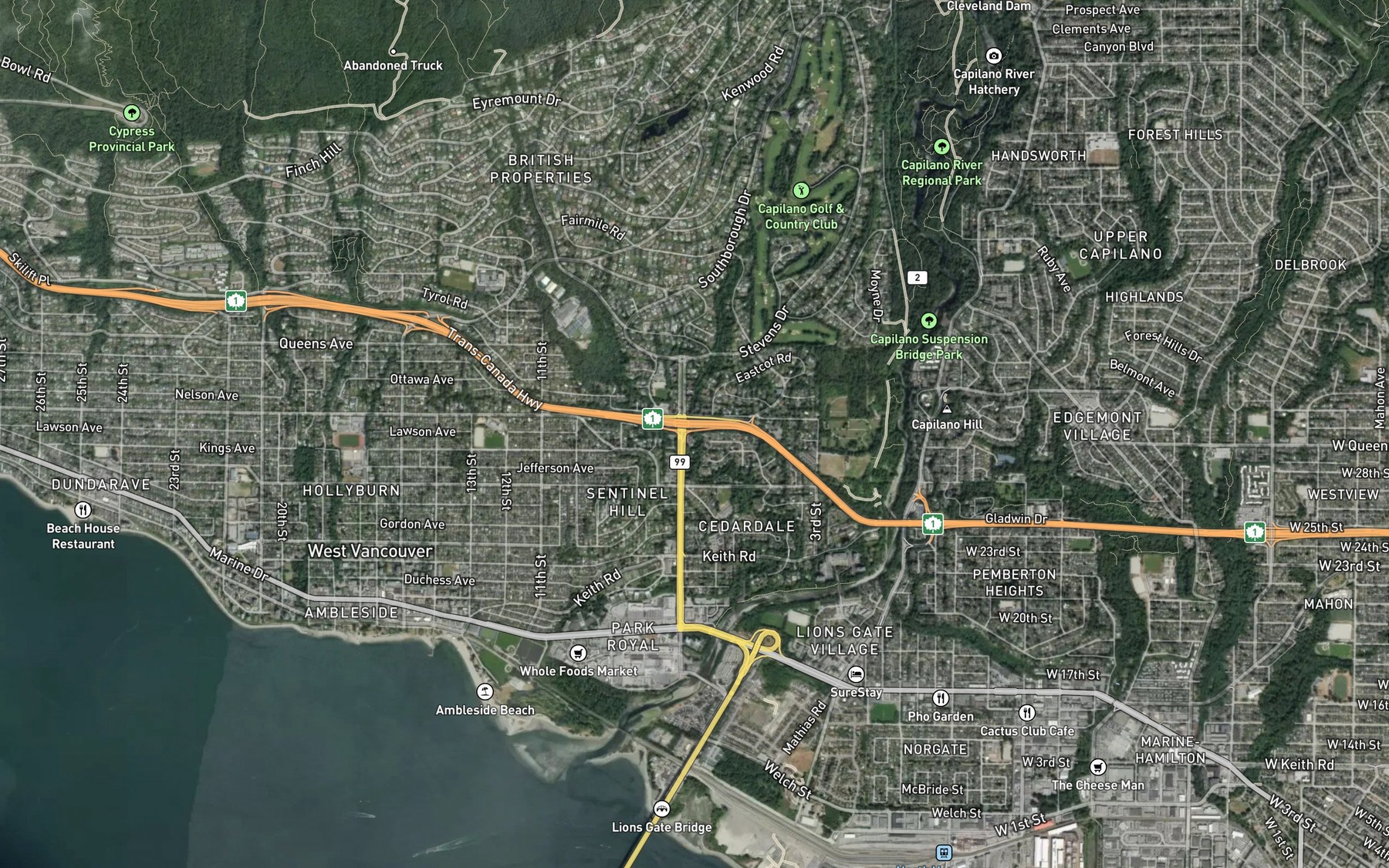 Satellite map of the Hadden Creek