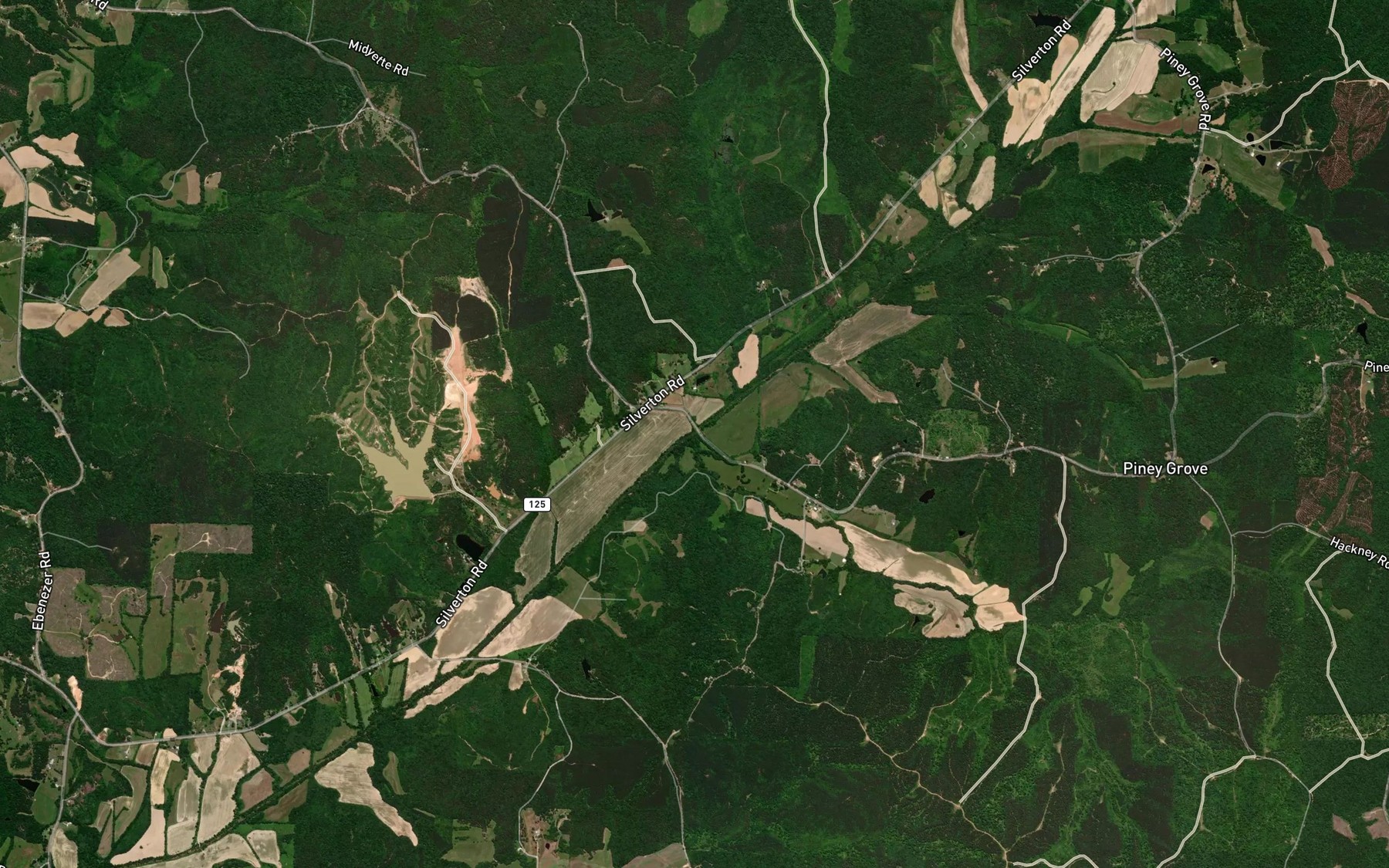 Satellite map of the Greasy Creek