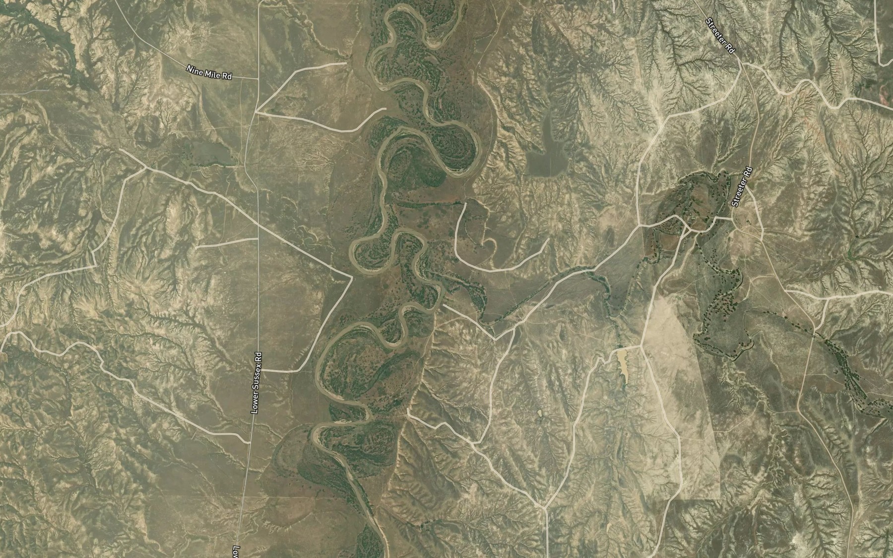 Satellite map of the Dry Fork Powder River