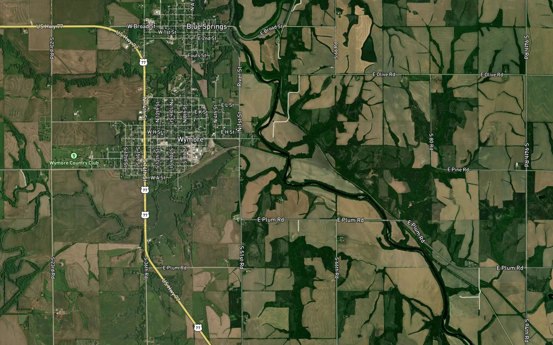 Satellite map of the Big Indian Creek