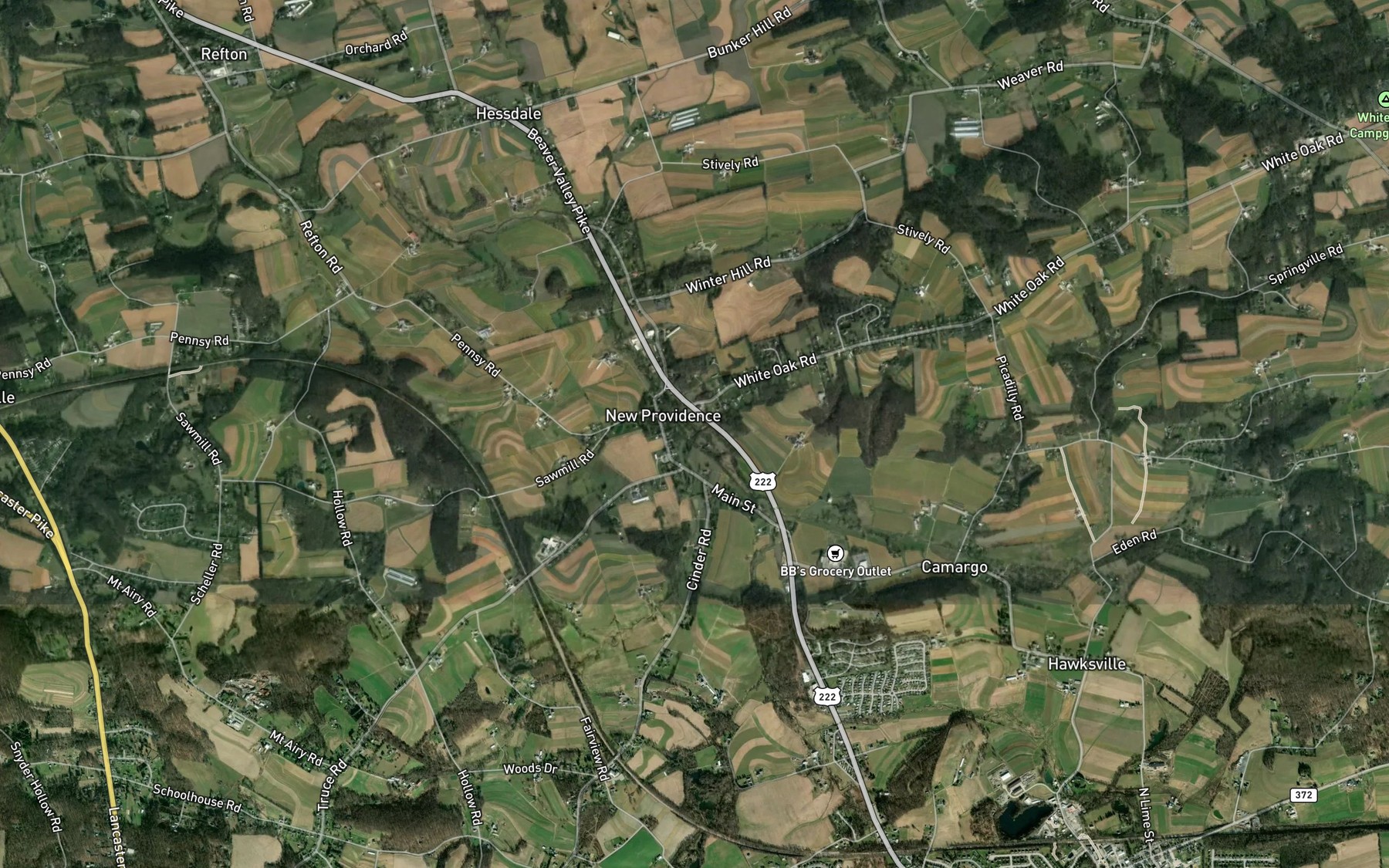 Satellite map of the Goff Run