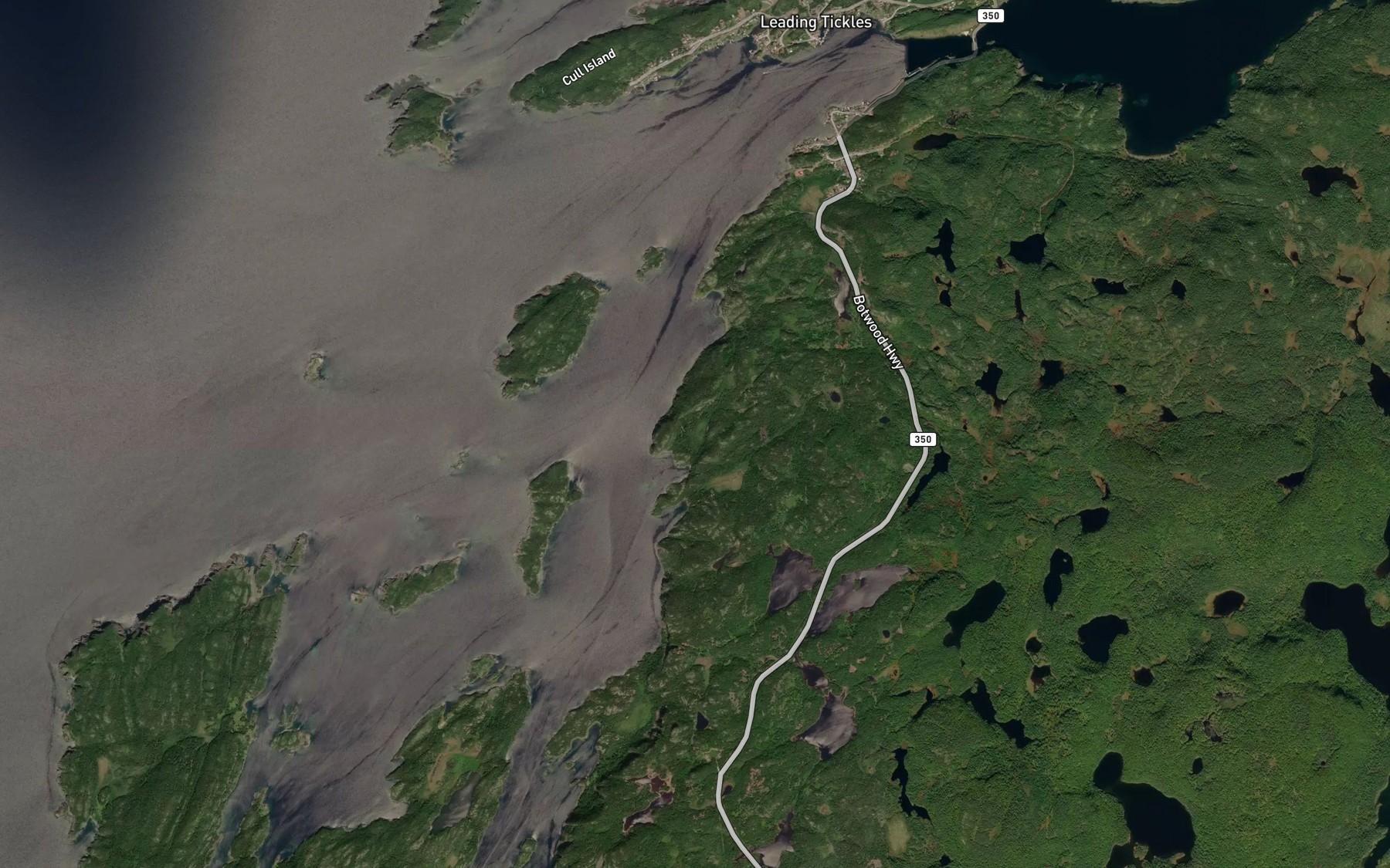Satellite map of the Pidwell Cove