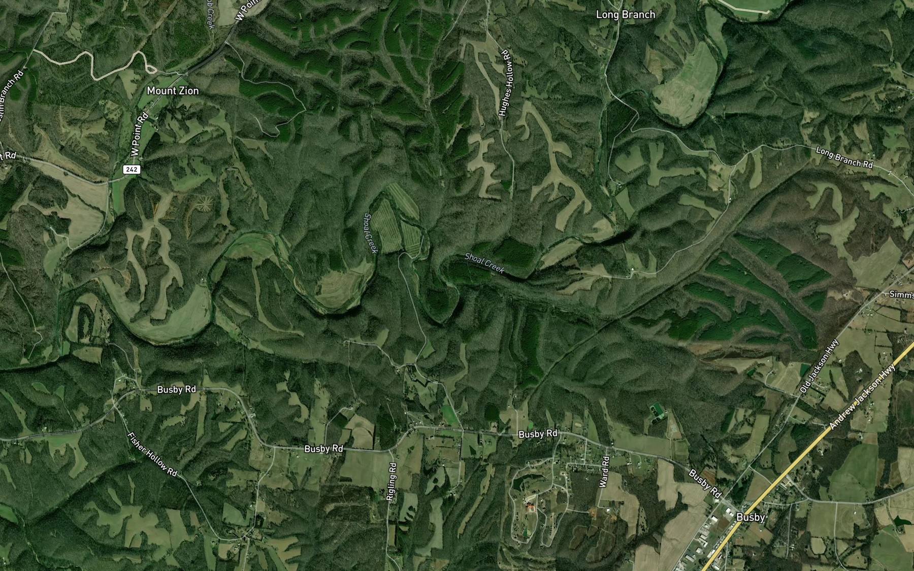 Satellite map of the Poplar Branch