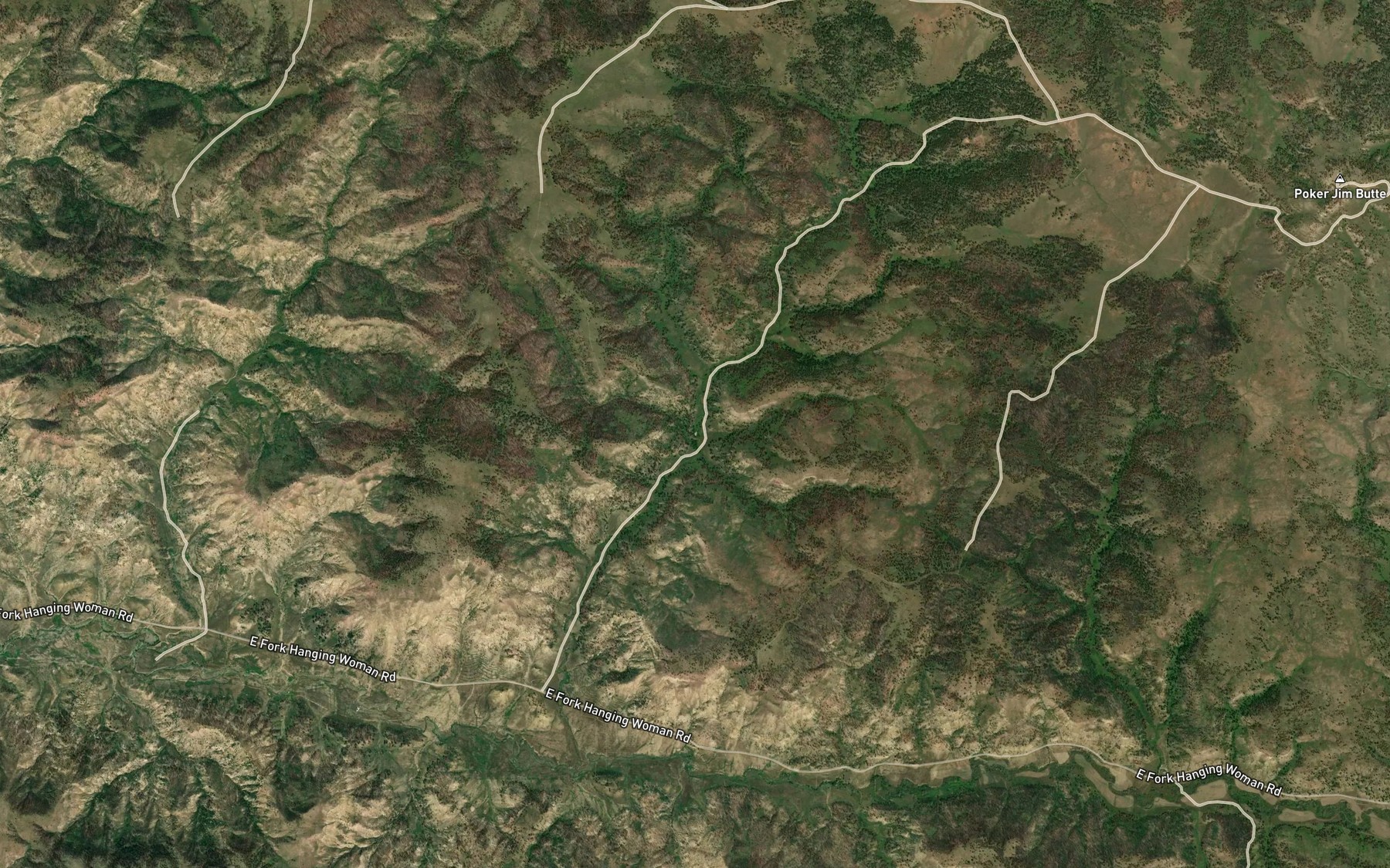 Satellite map of the Timber Creek Reservoir