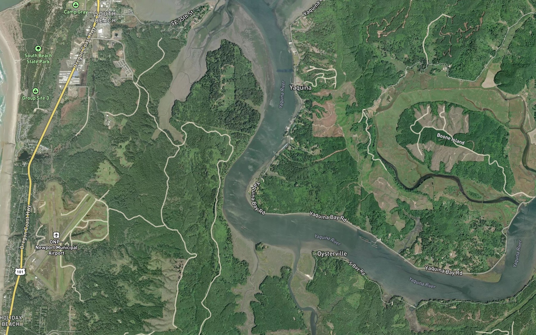 Satellite map of the Parker Slough