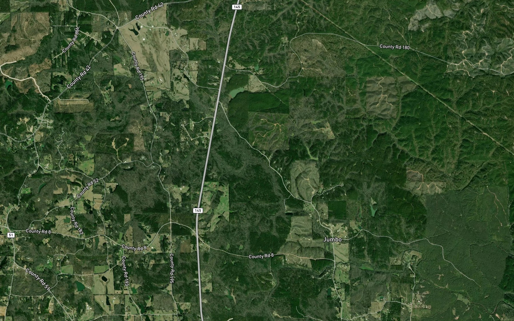 Satellite map of the Rocky Creek