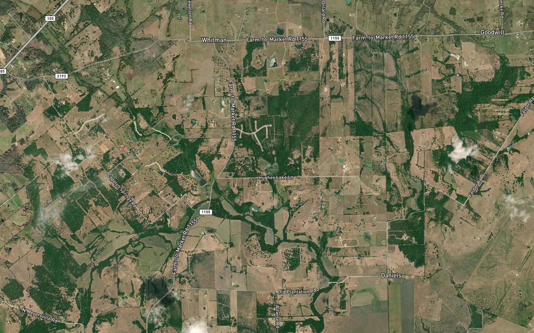 Satellite map of the Hughes Lake