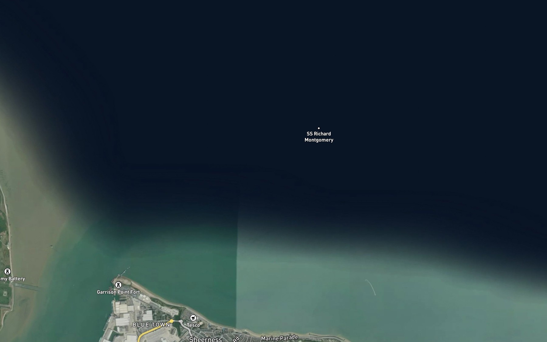 Satellite map of the Sheerness Channel