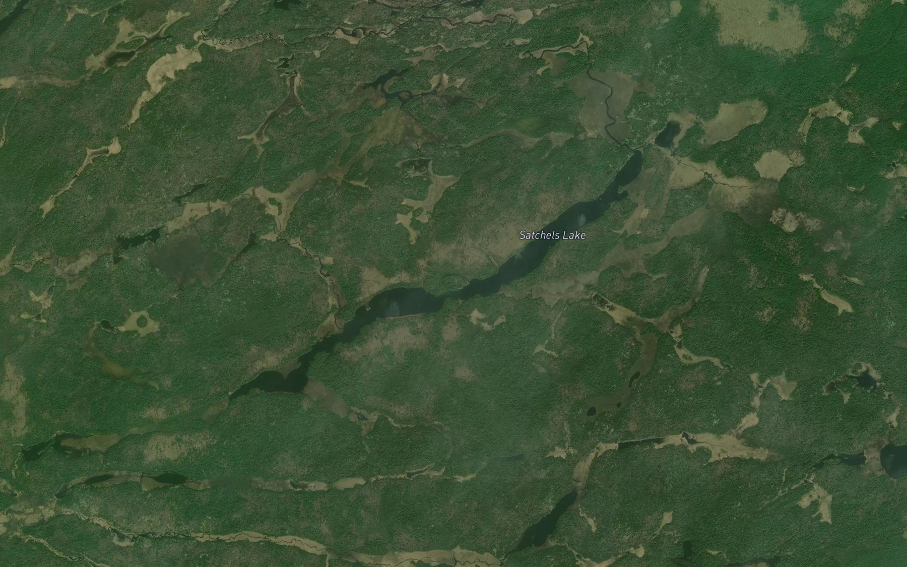 Satellite map of the Satchels Lake