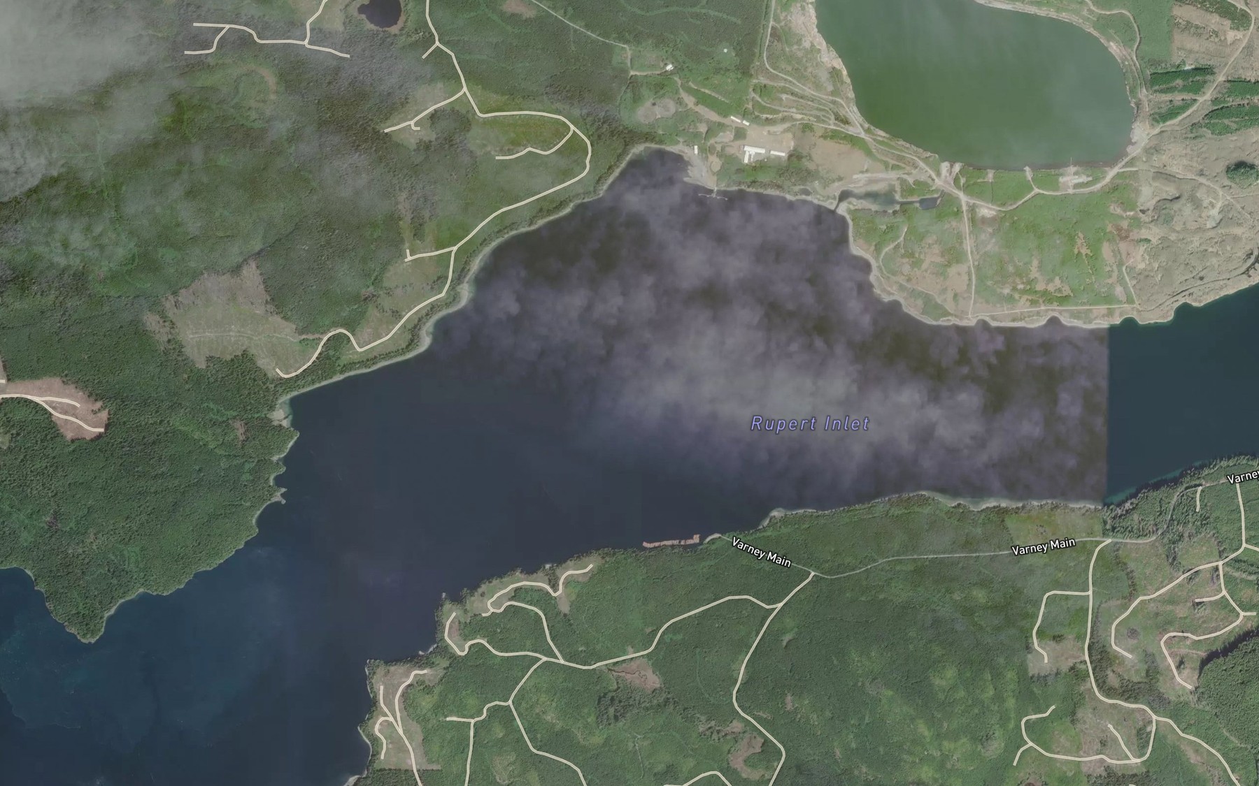 Satellite map of the Rupert Inlet