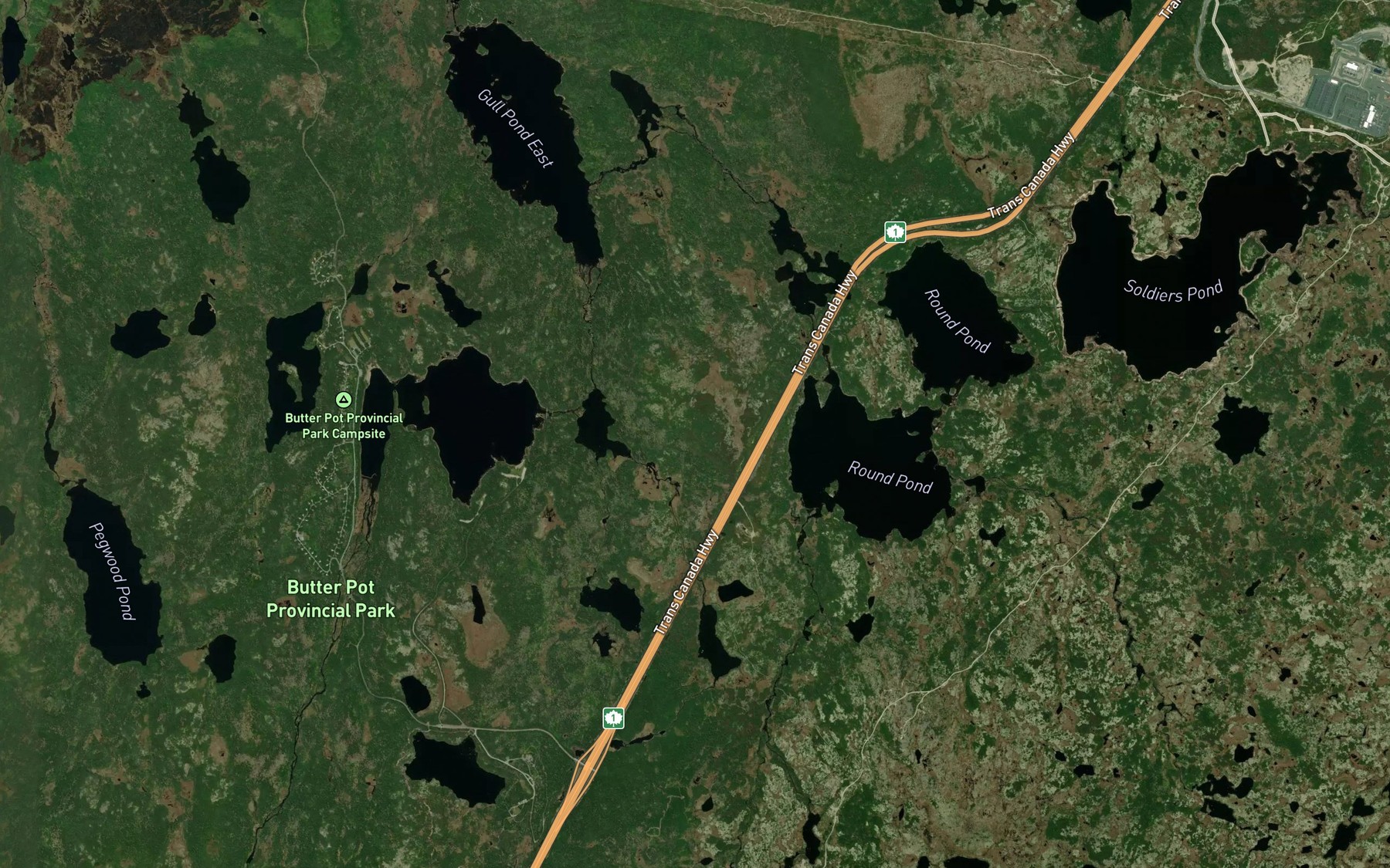 Satellite map of the Little Otter Pond