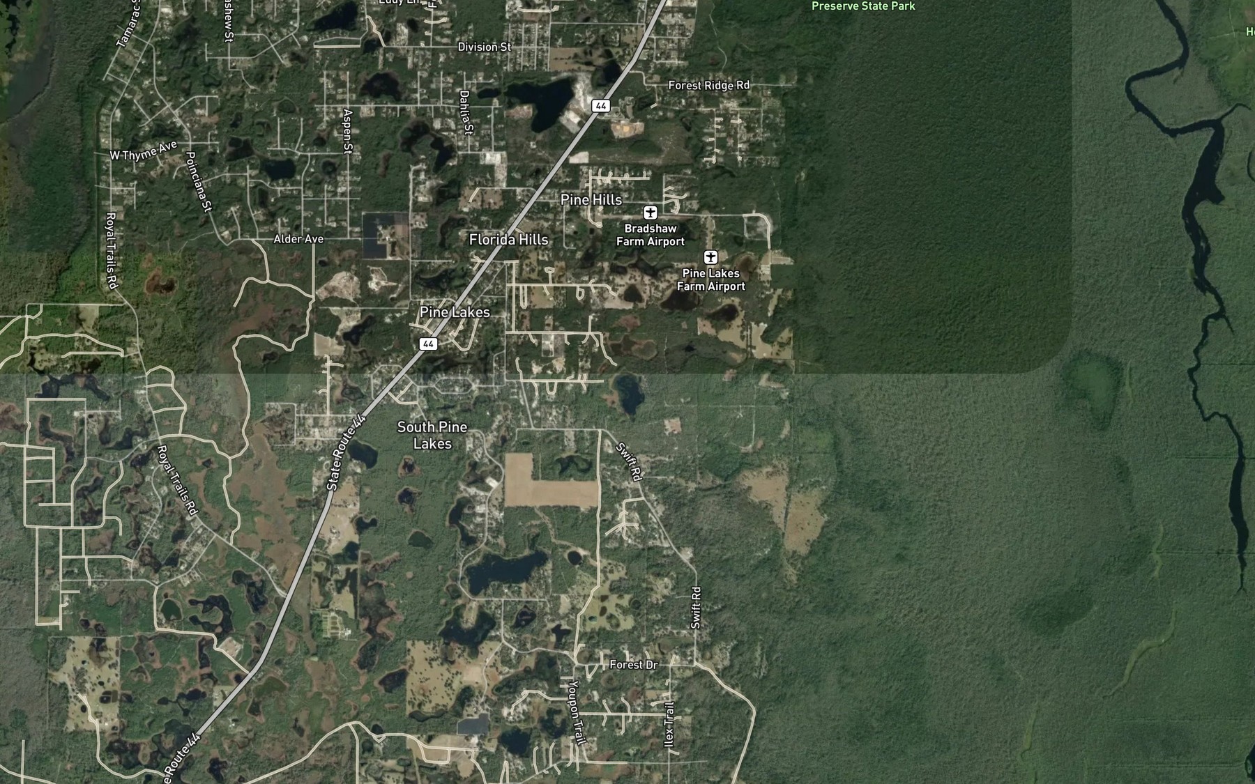 Satellite map of the Jack Lake