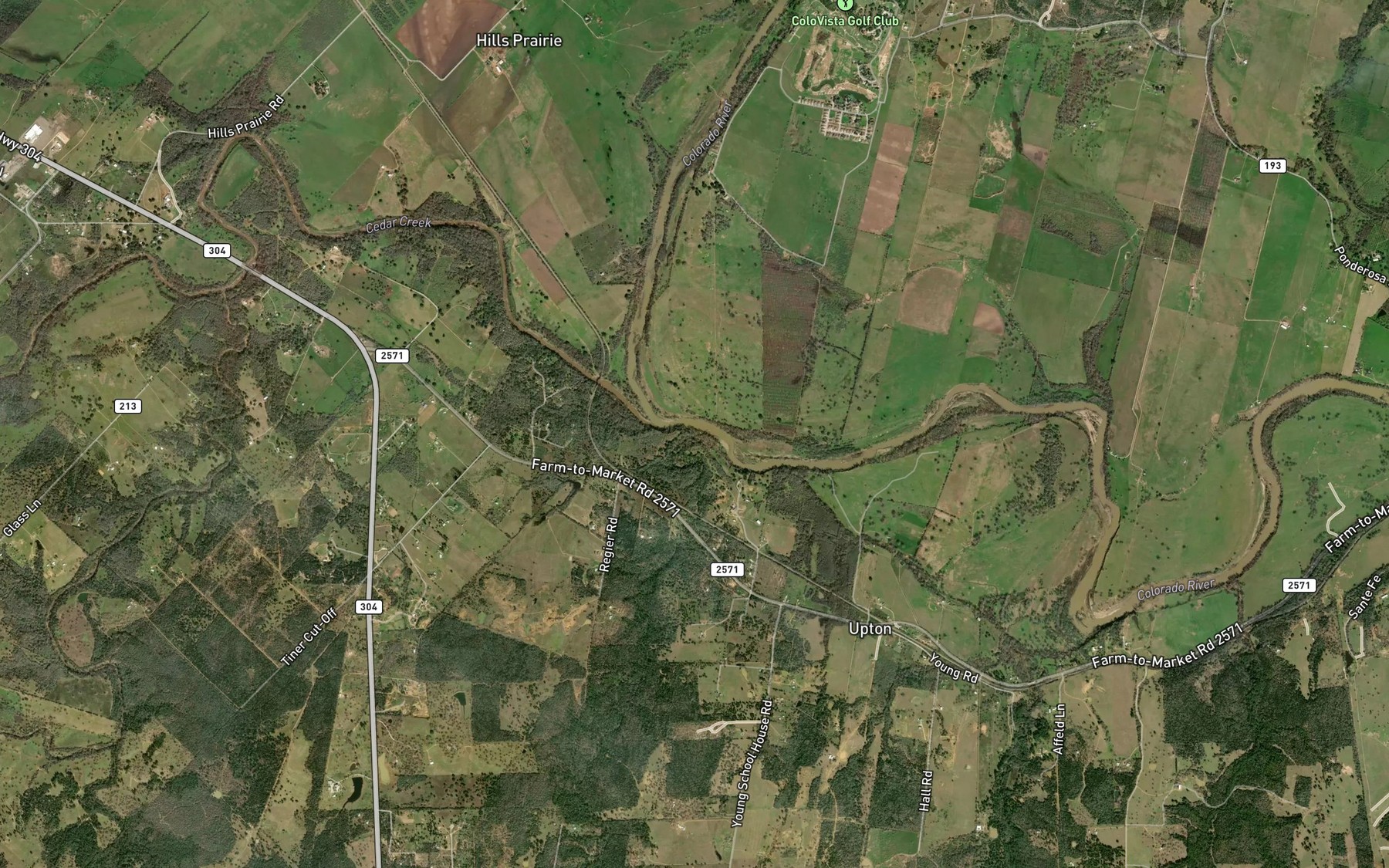Satellite map of the Little Piney Creek
