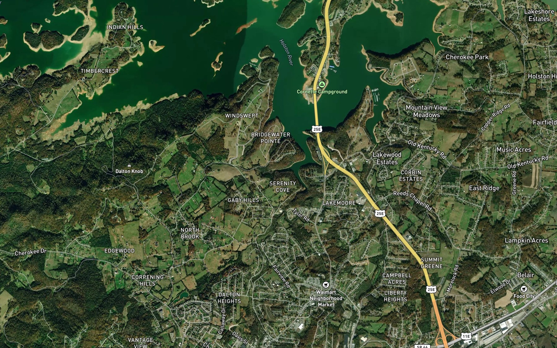 Satellite map of the Spout Spring