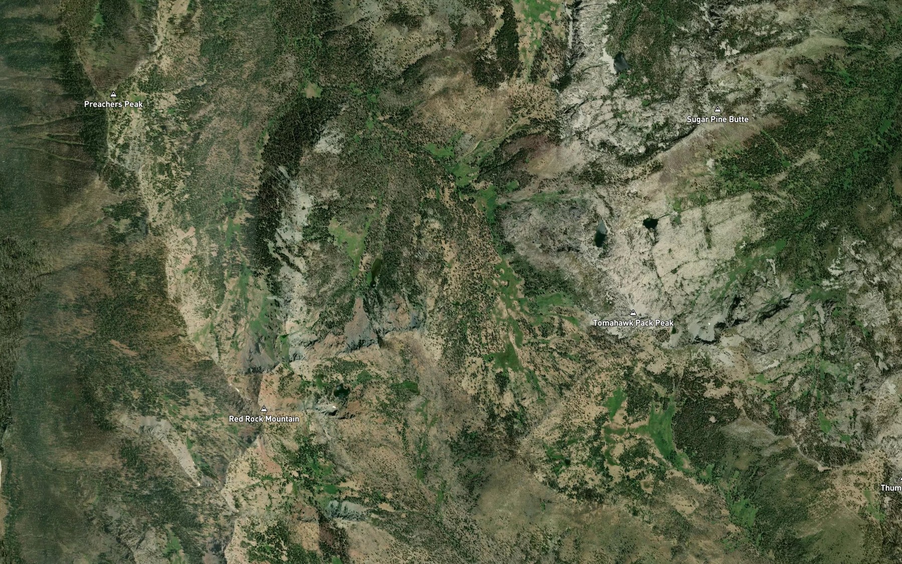 Satellite map of the Union Lakes