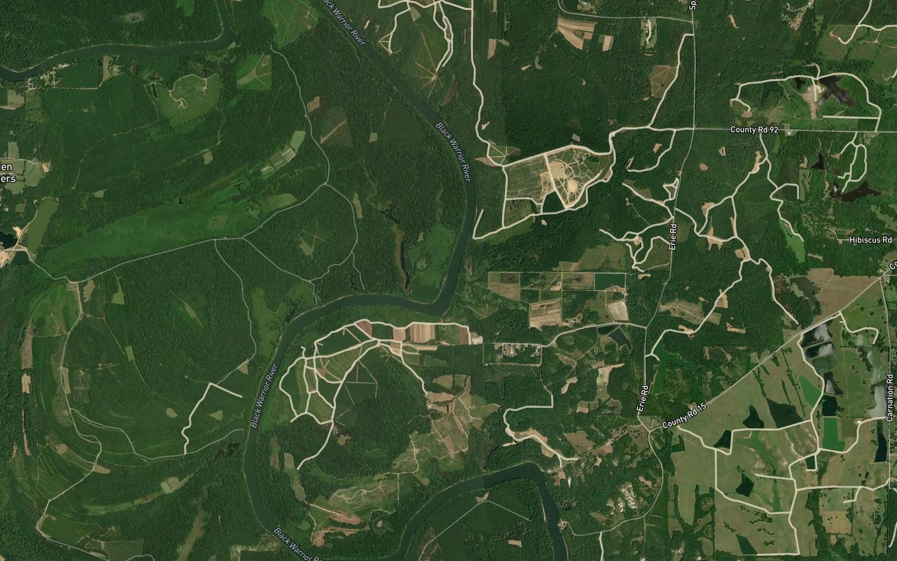 Satellite map of the Peter Creek