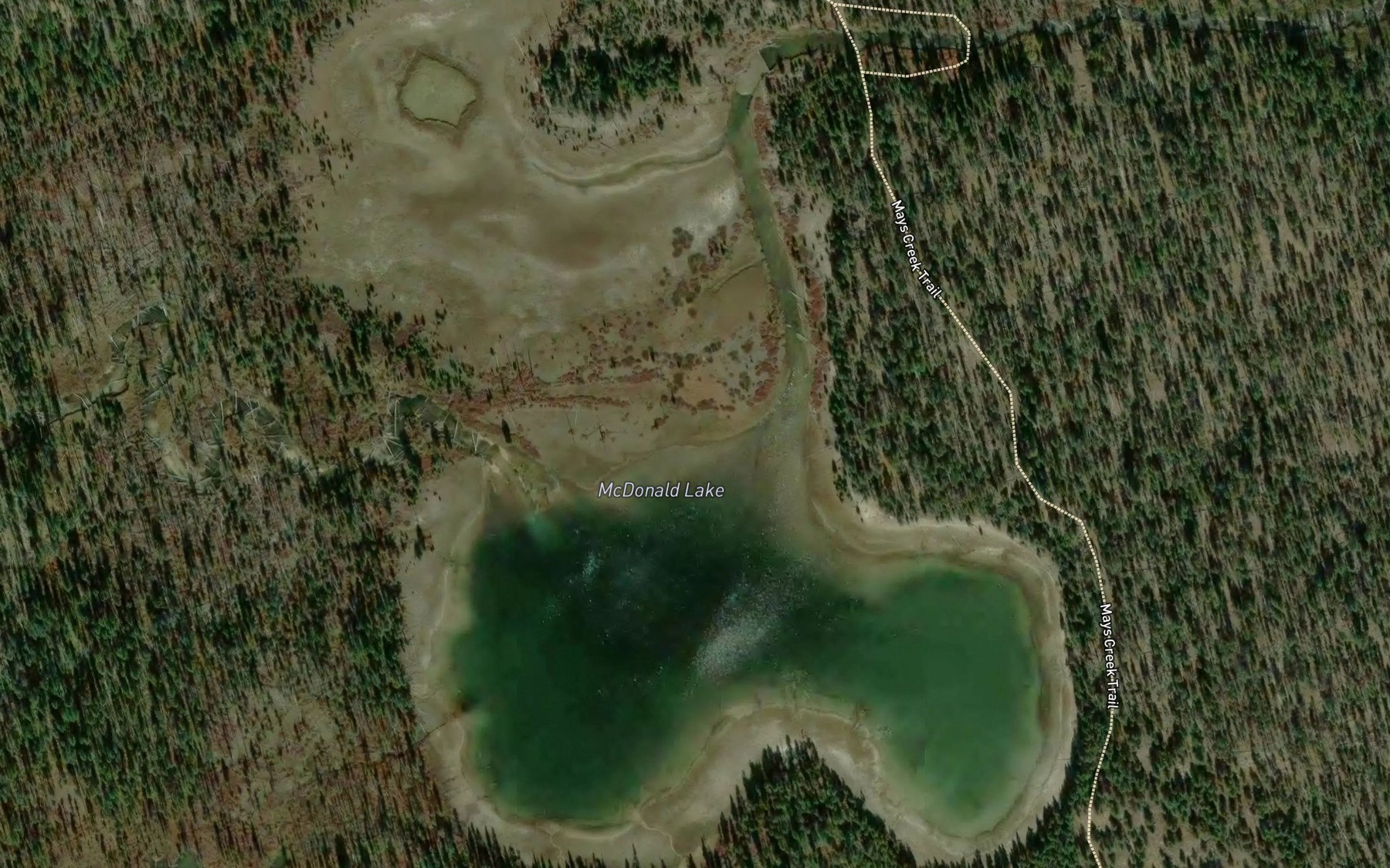 Satellite map of the McDonald Lake