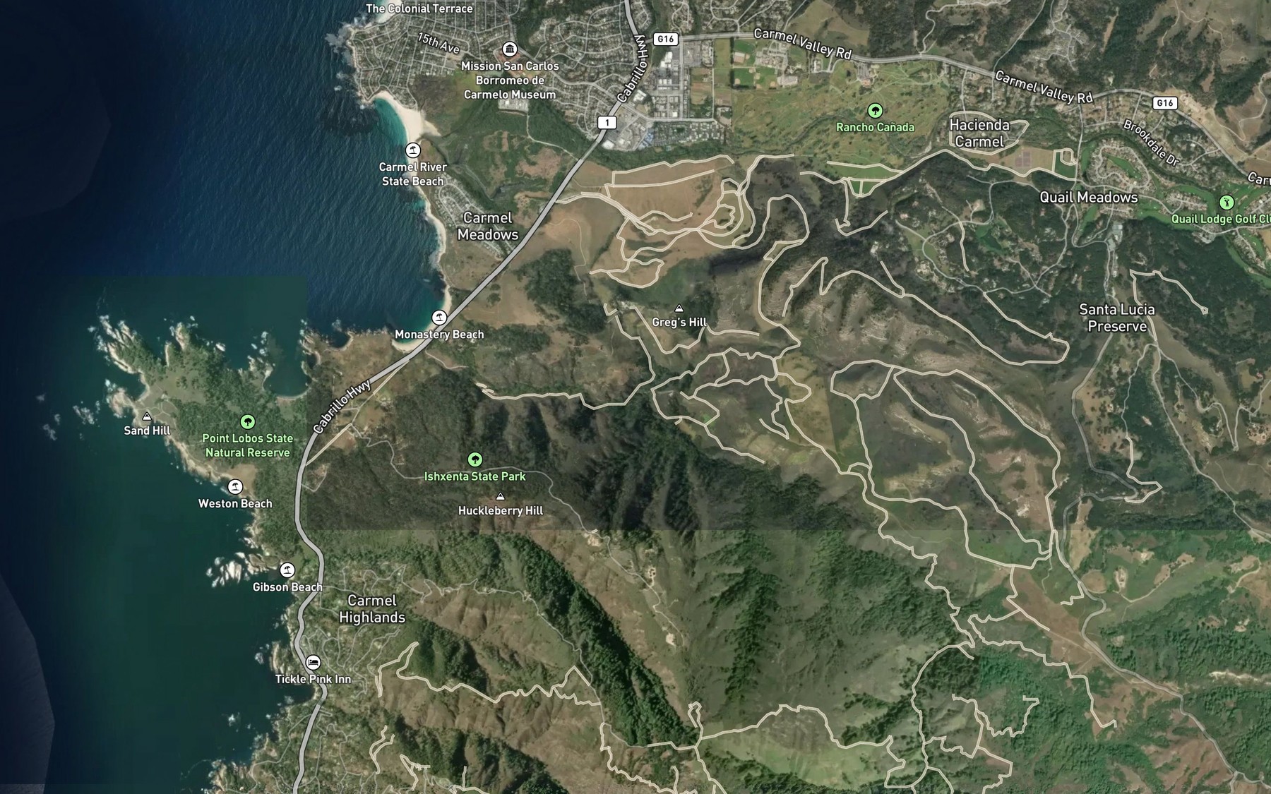 Satellite map of the North Fork San Jose Creek