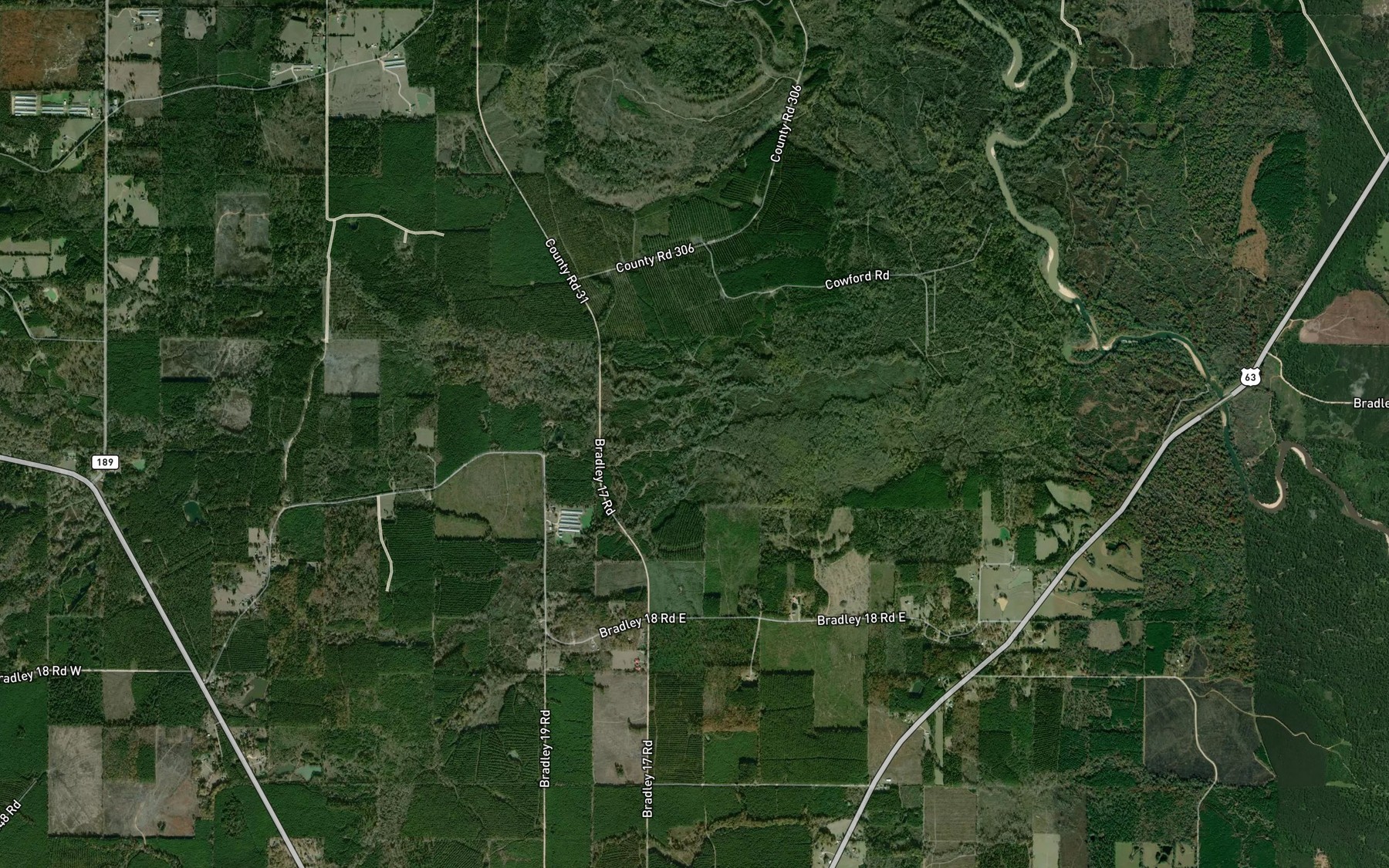 Satellite map of the Walker Creek