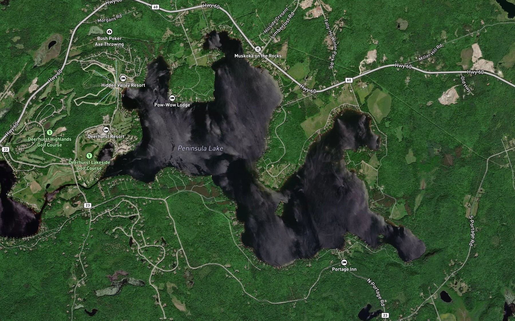 Satellite map of the Peninsula Lake