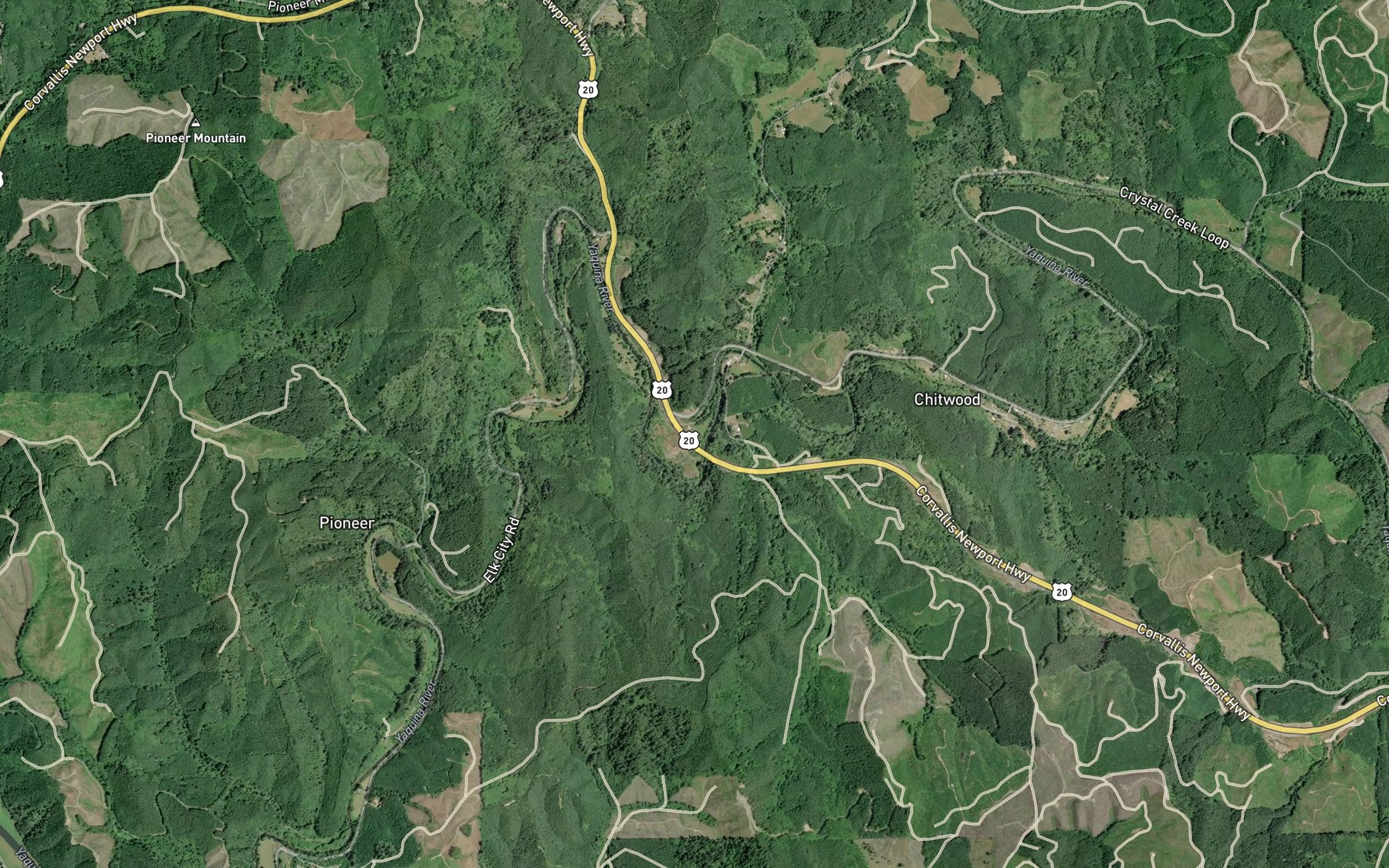 Satellite map of the Trapp Creek