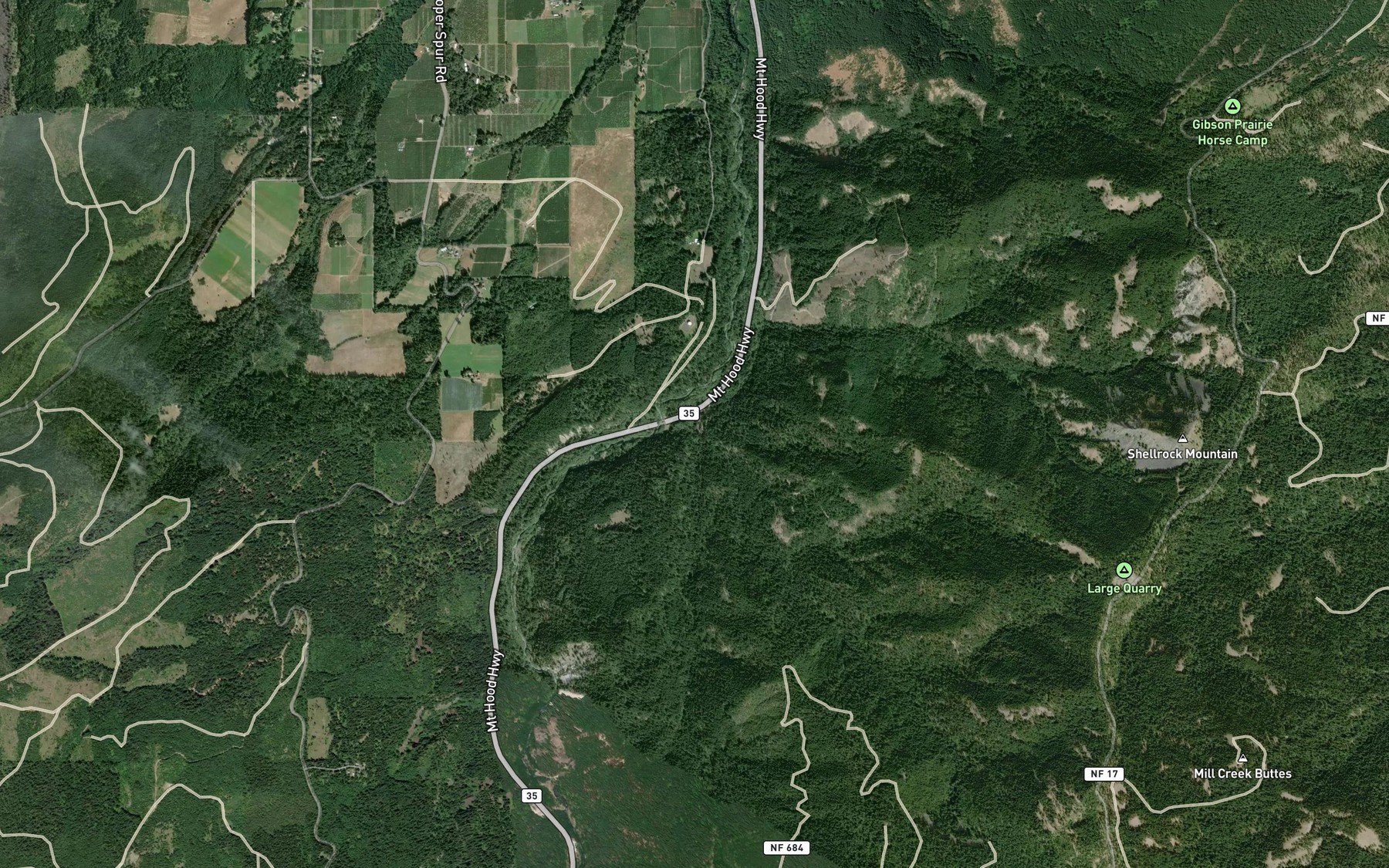 Satellite map of the Puppy Creek