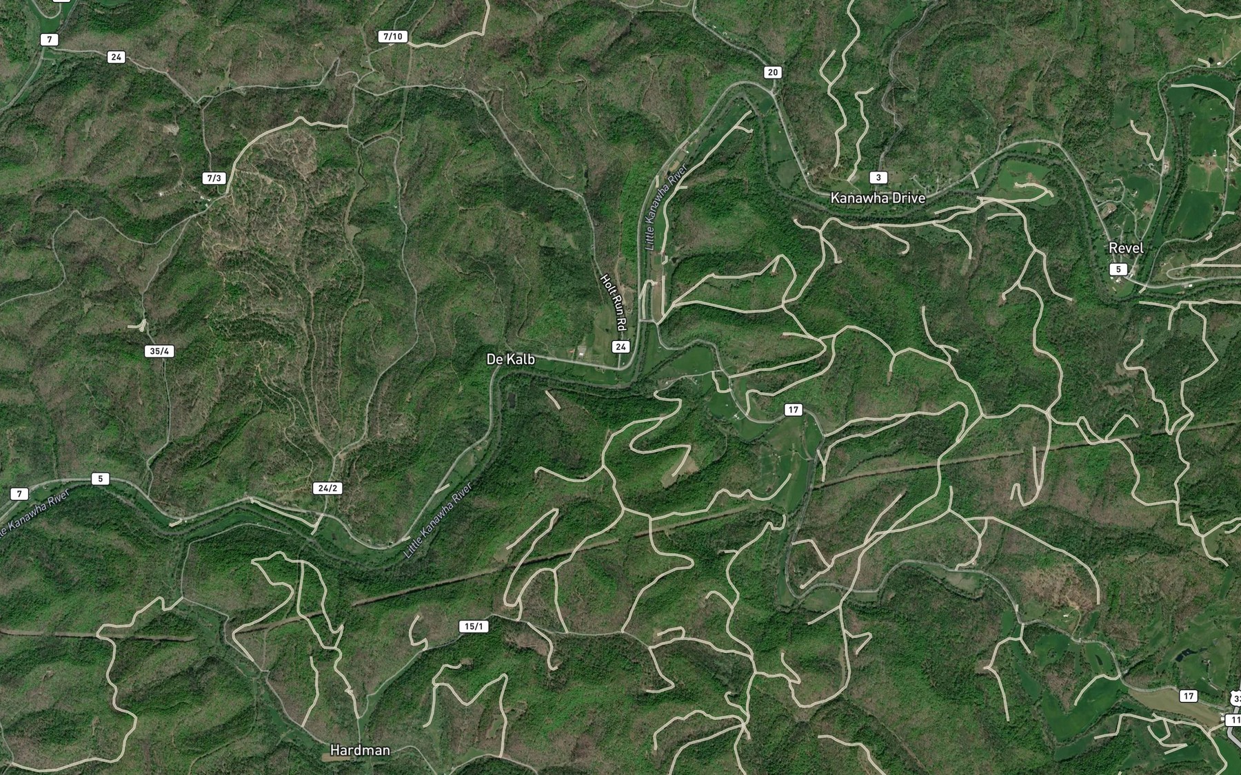 Satellite map of the Holt Run