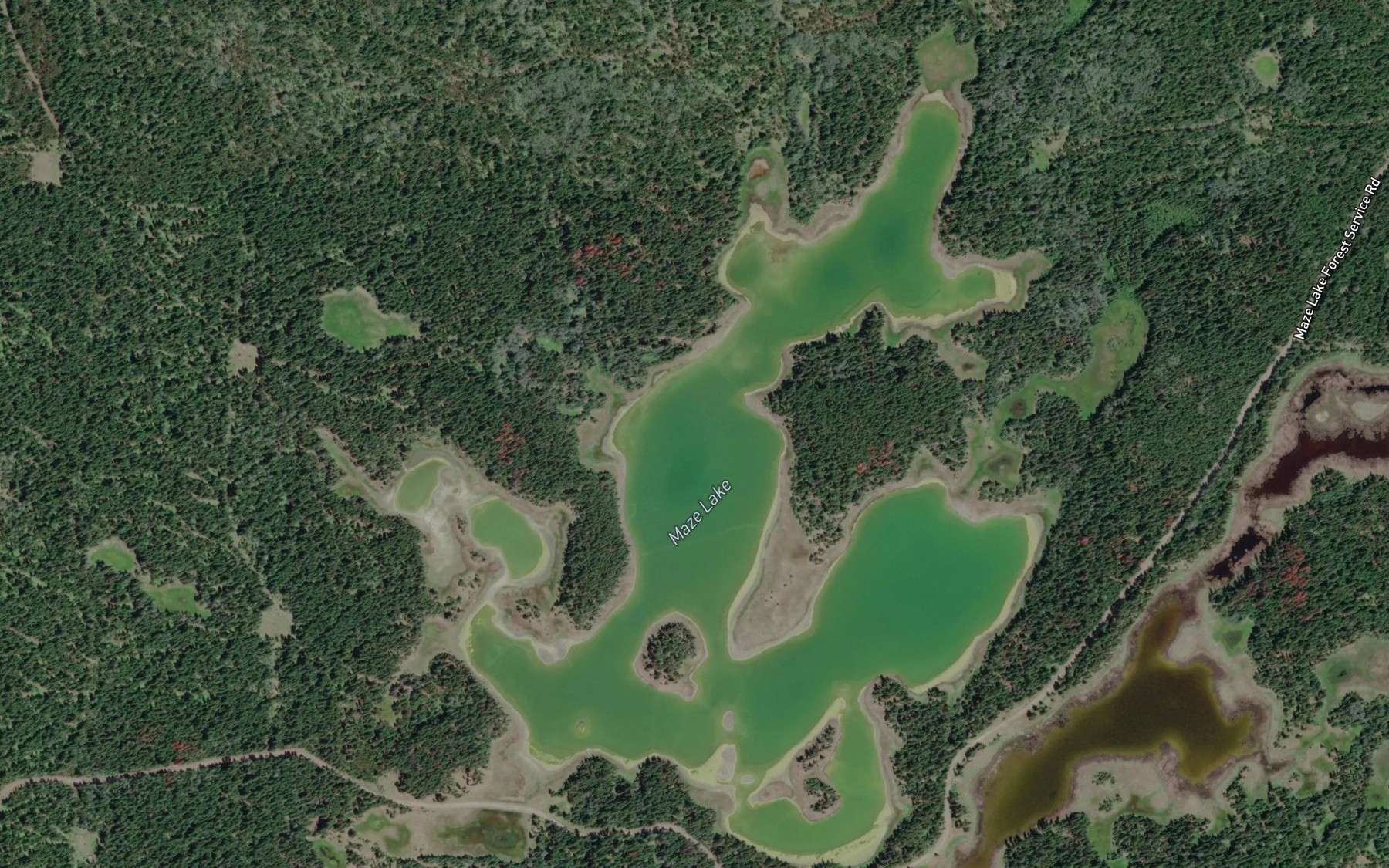 Satellite map of the Maze Lake