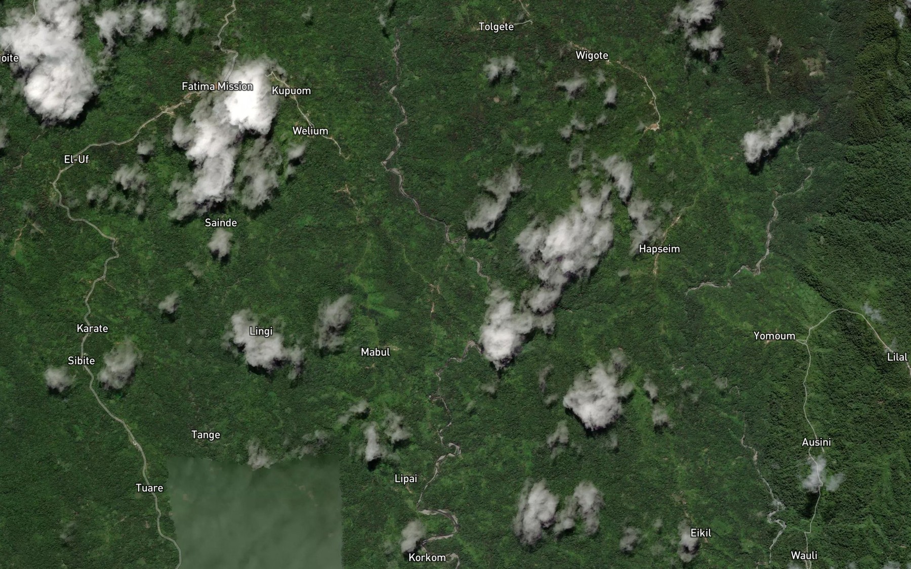 Satellite map of the Tuna Creek