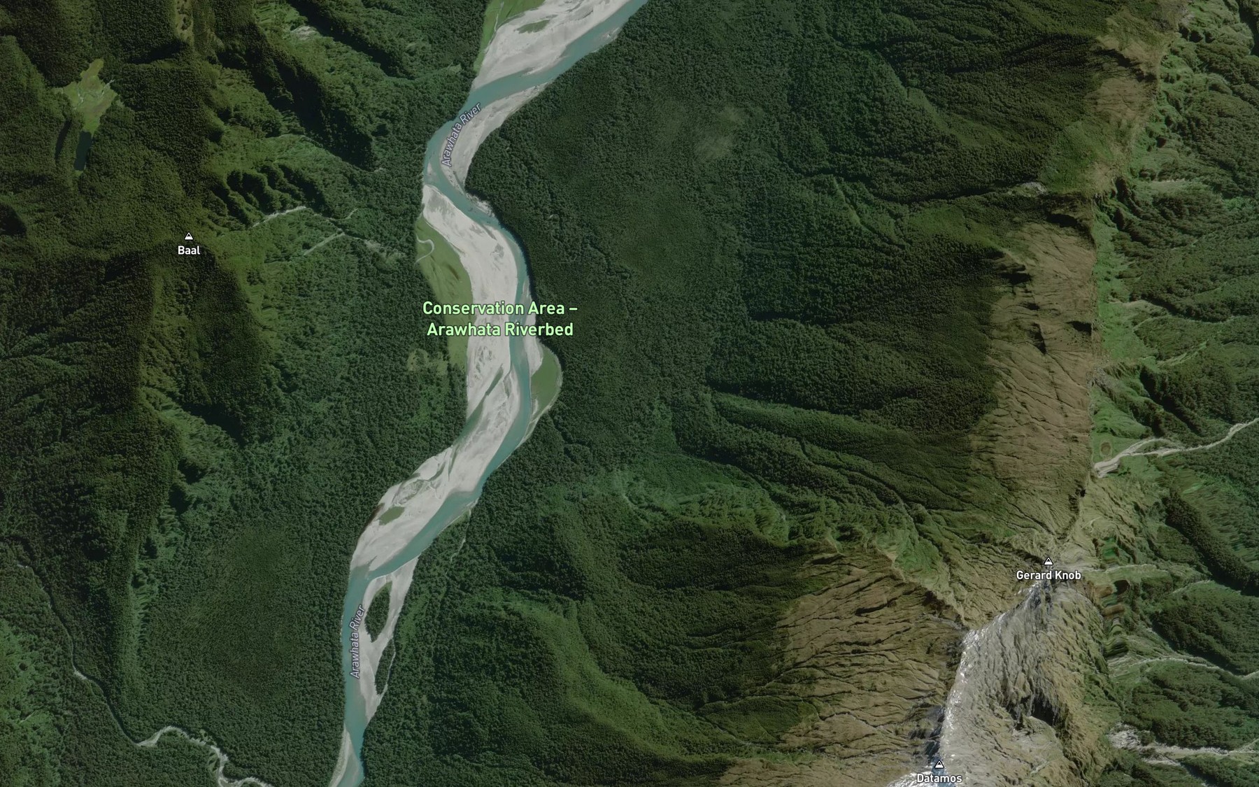 Satellite map of the Right-Up Creek