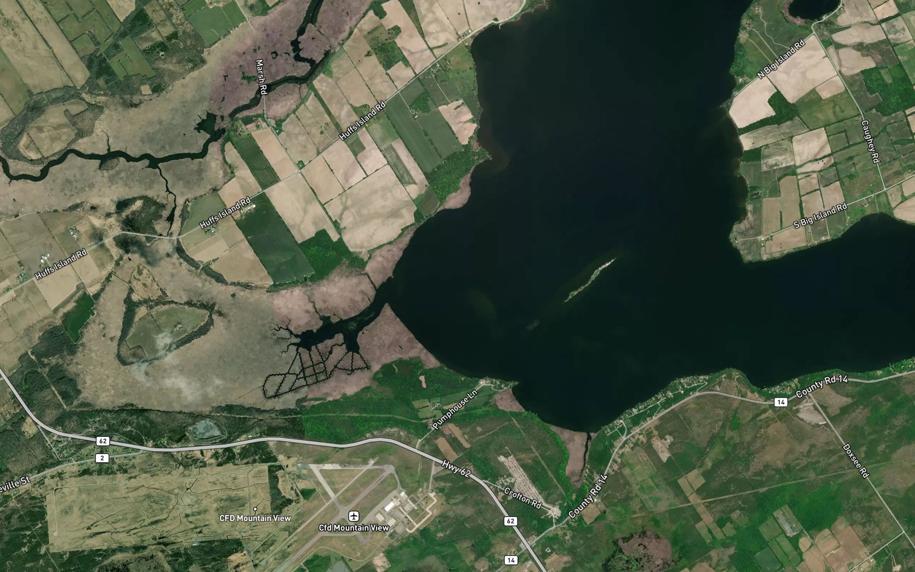 Satellite map of the Muscote Bay