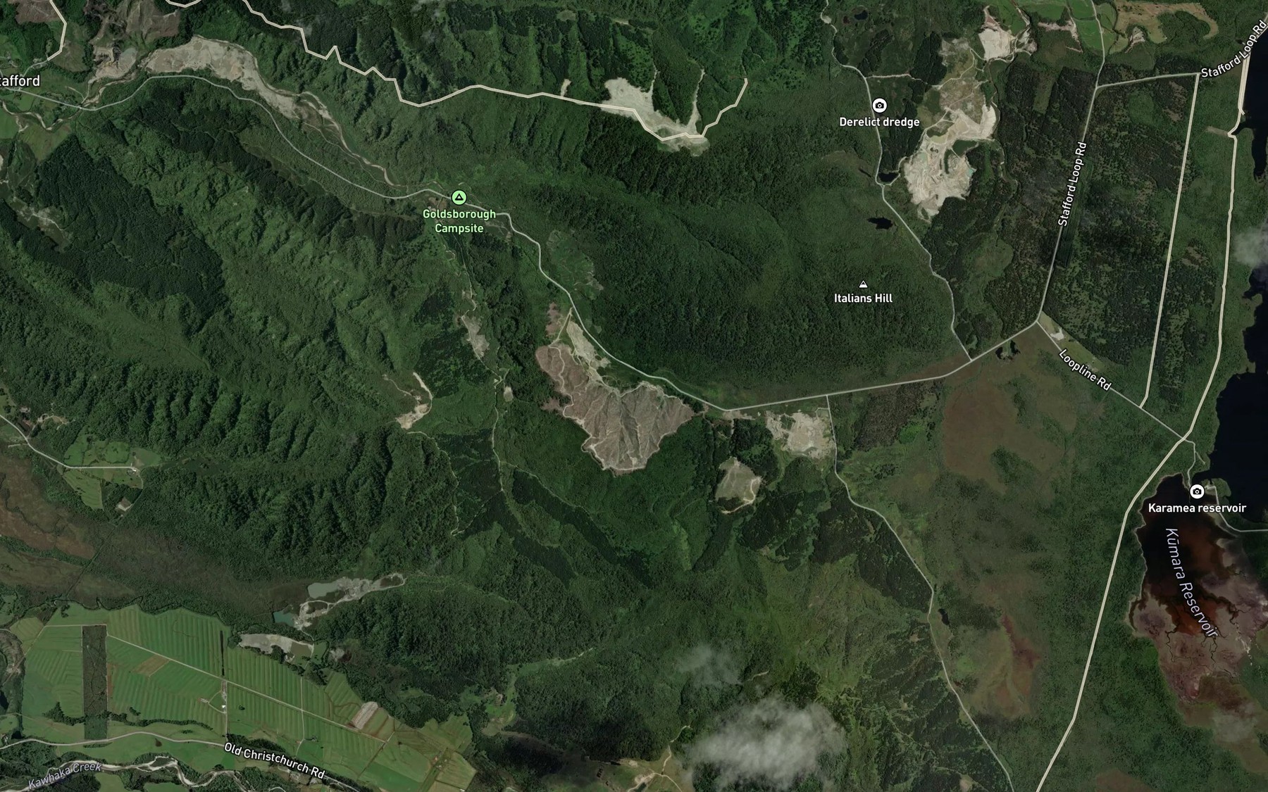 Satellite map of the Duffers Creek