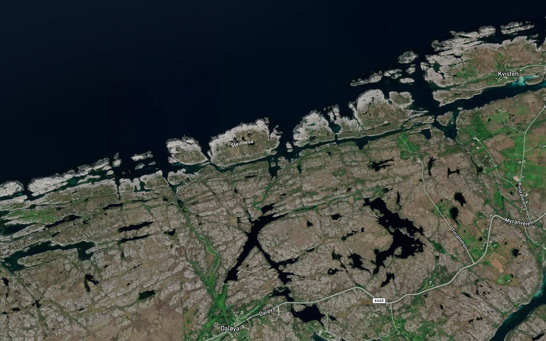 Satellite map of the Sjastua