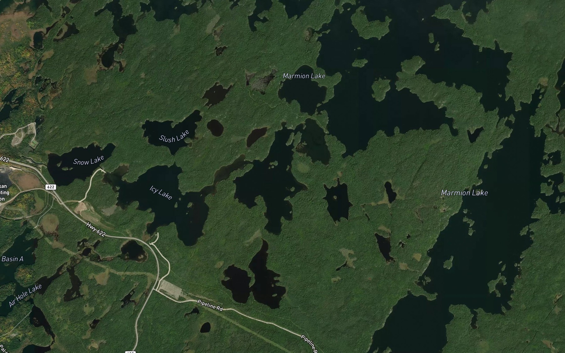 Satellite map of the Abie Lake
