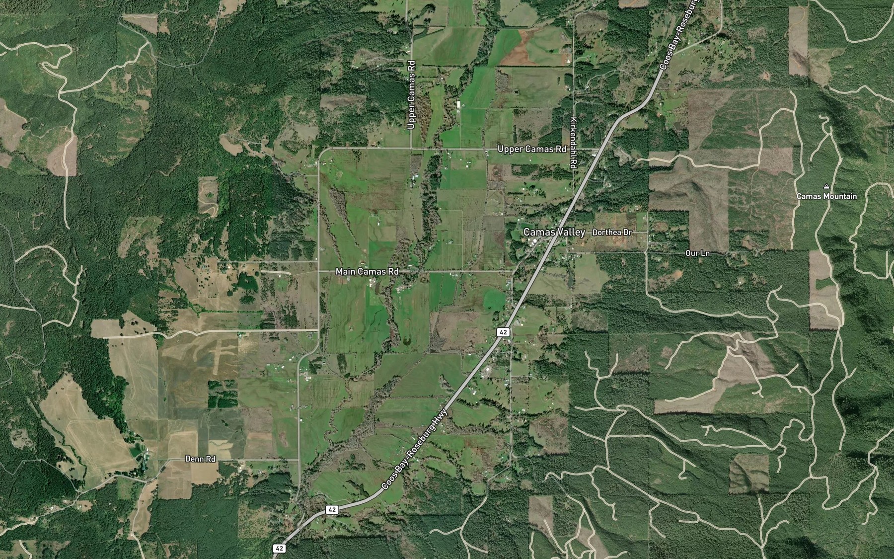 Satellite map of the Combs Reservoir