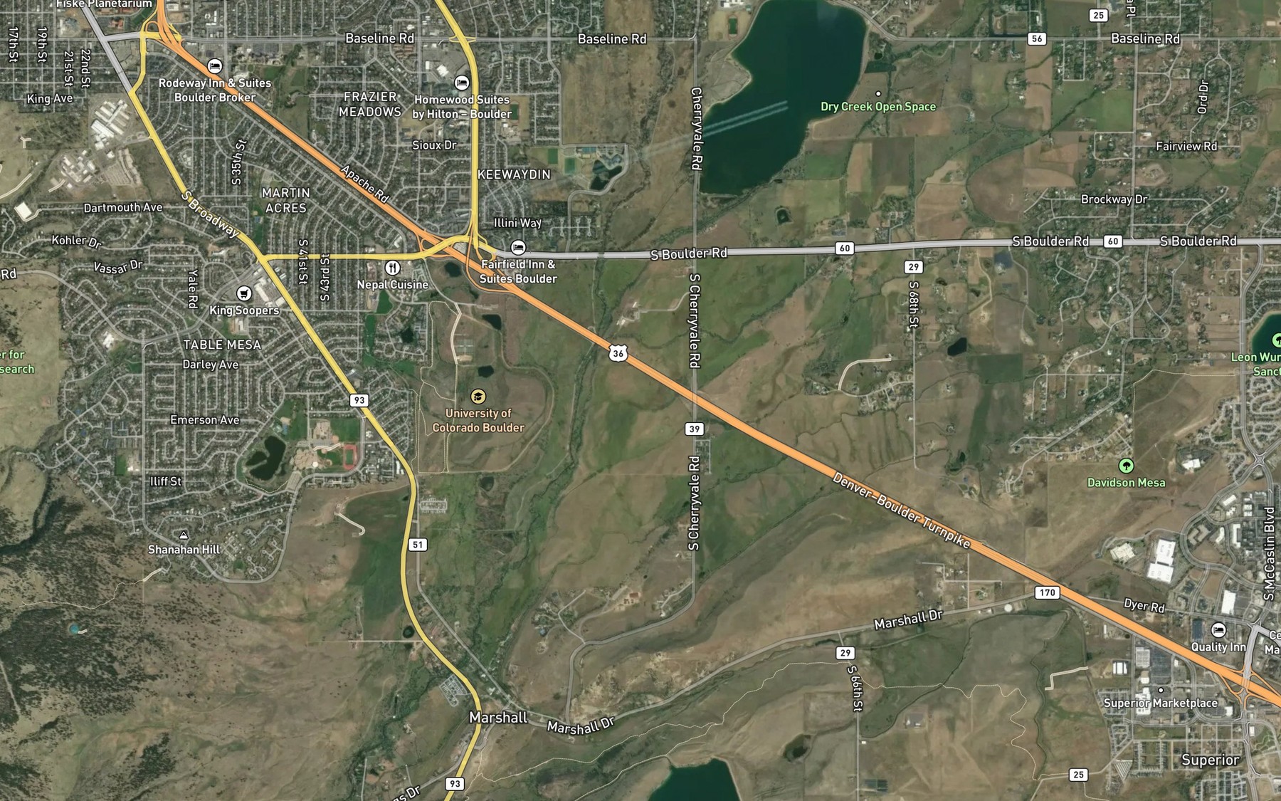 Satellite map of the Shearer Ditch