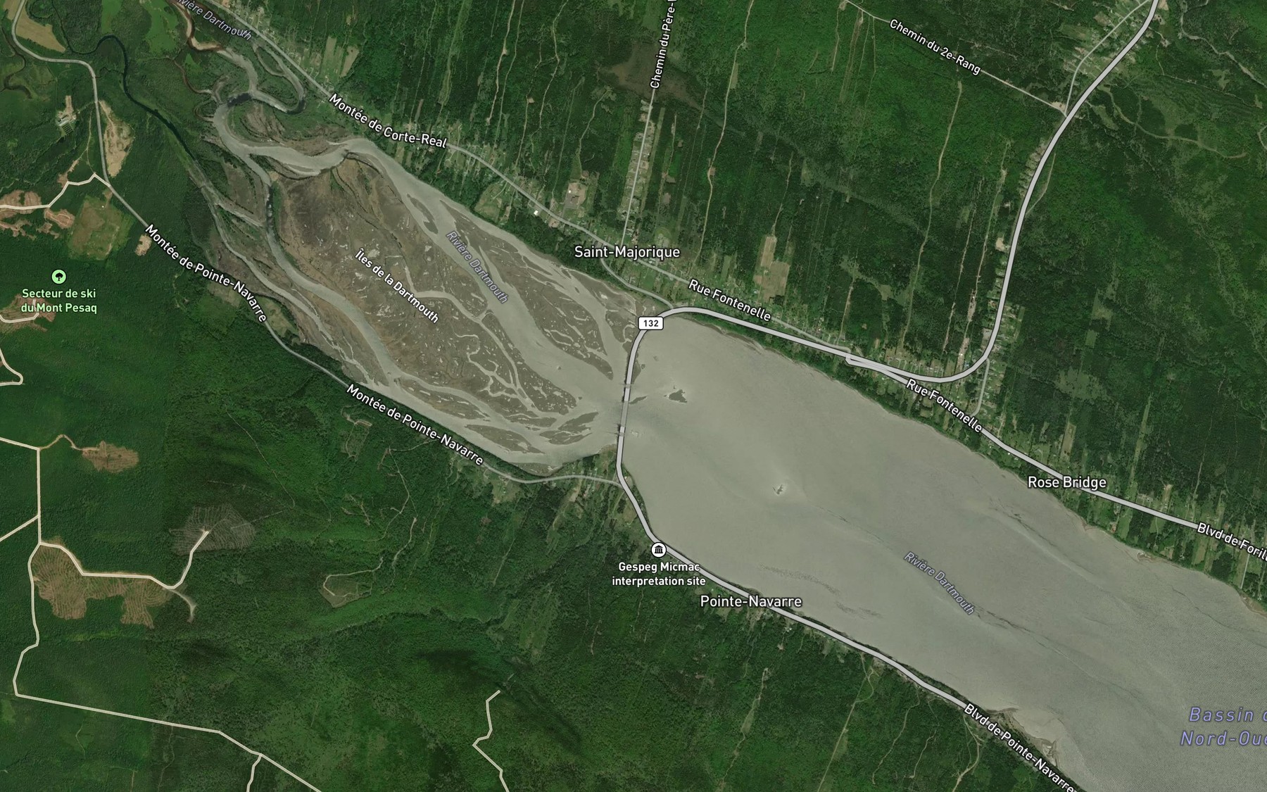 Satellite map of the Riviere Dartmouth