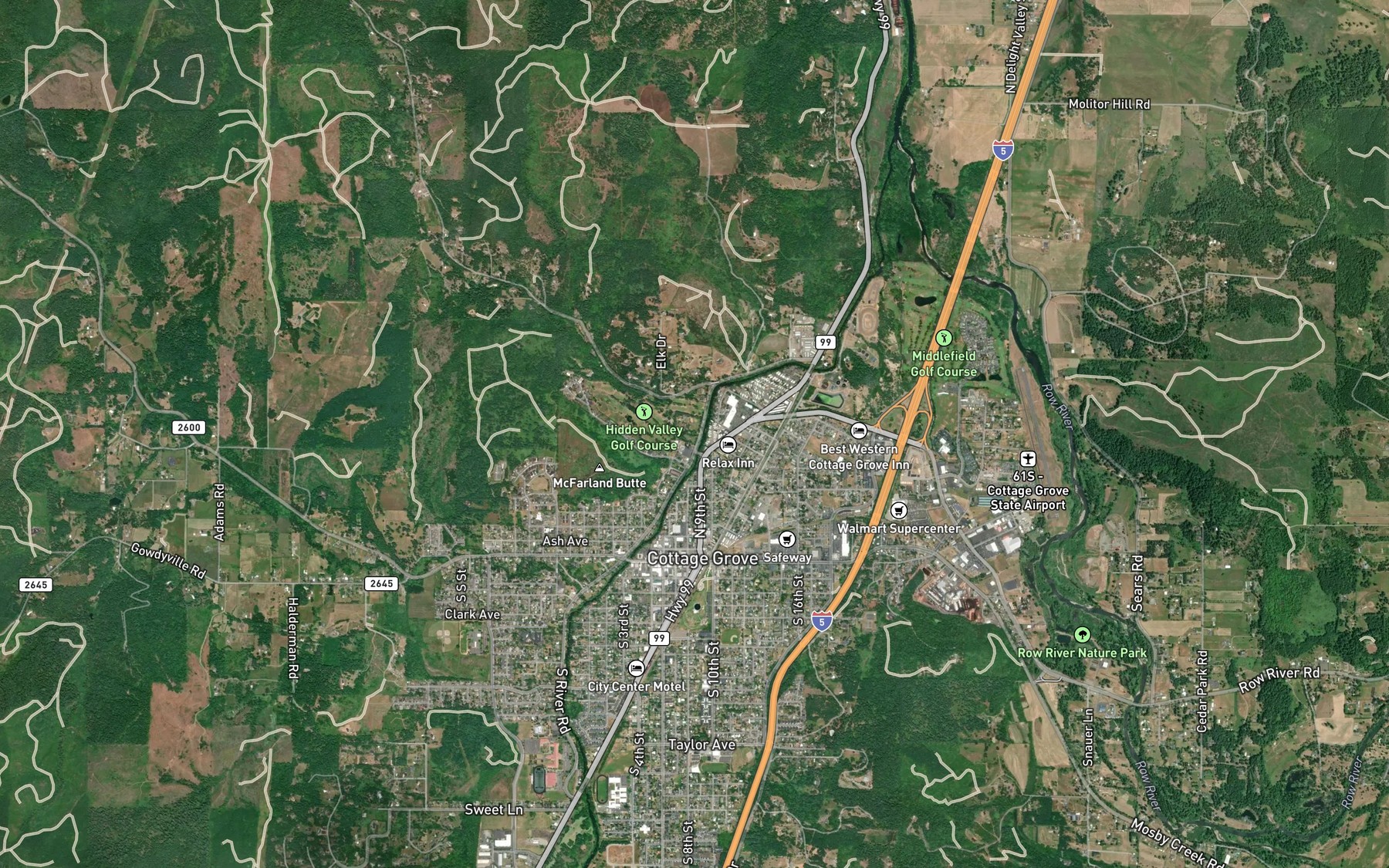 Satellite map of the Bennett Creek