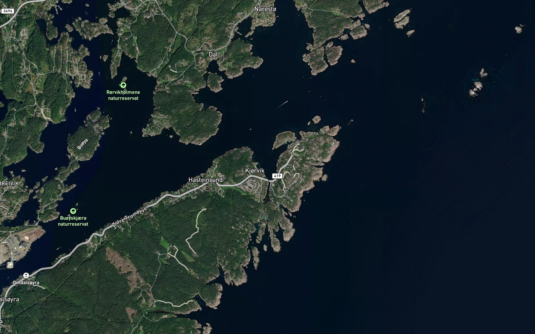 Satellite map of the Kjorvika