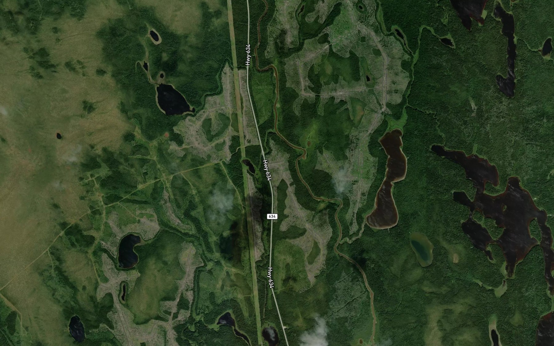 Satellite map of the Hess Creek