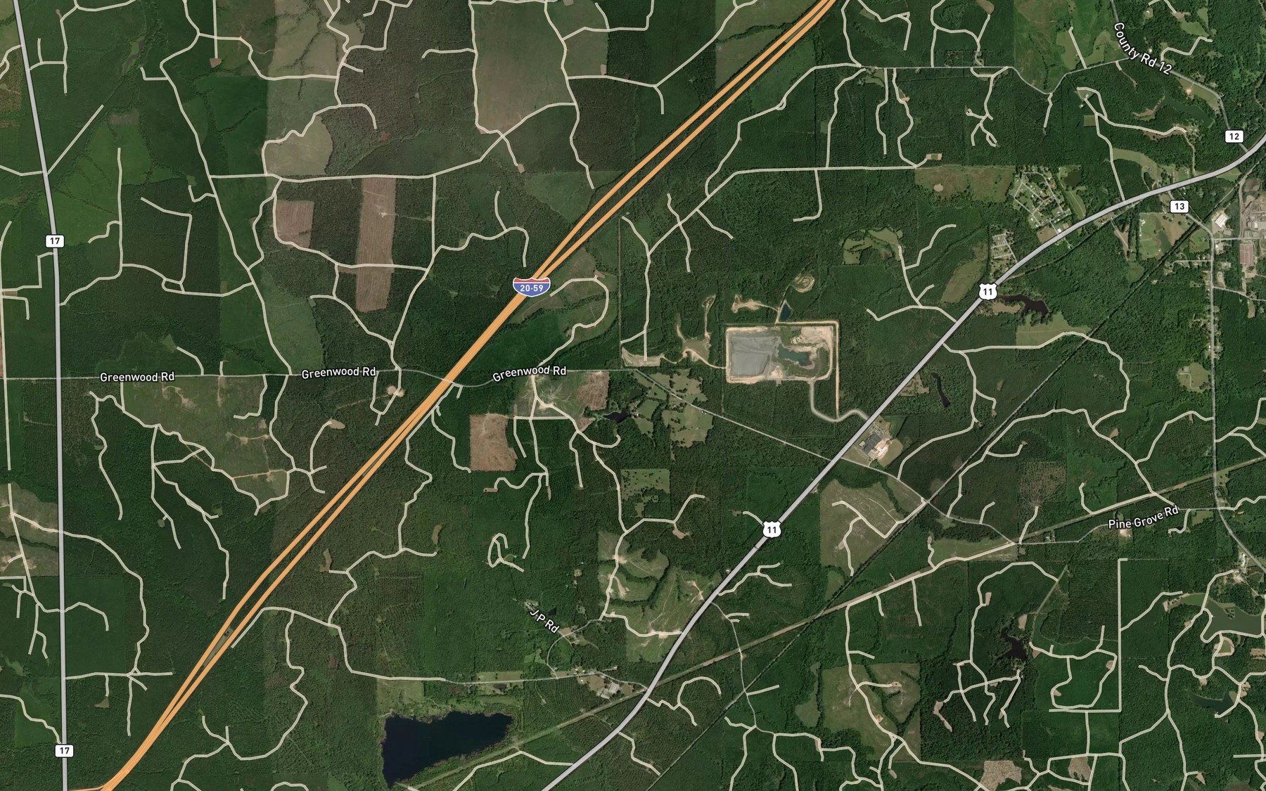 Satellite map of the Sumter Pond