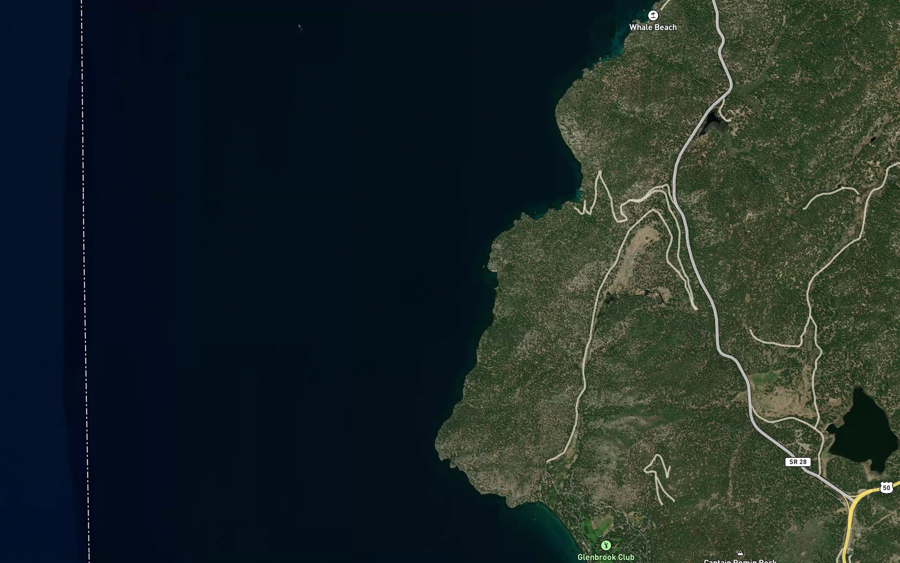 Satellite map of the Lake Tahoe
