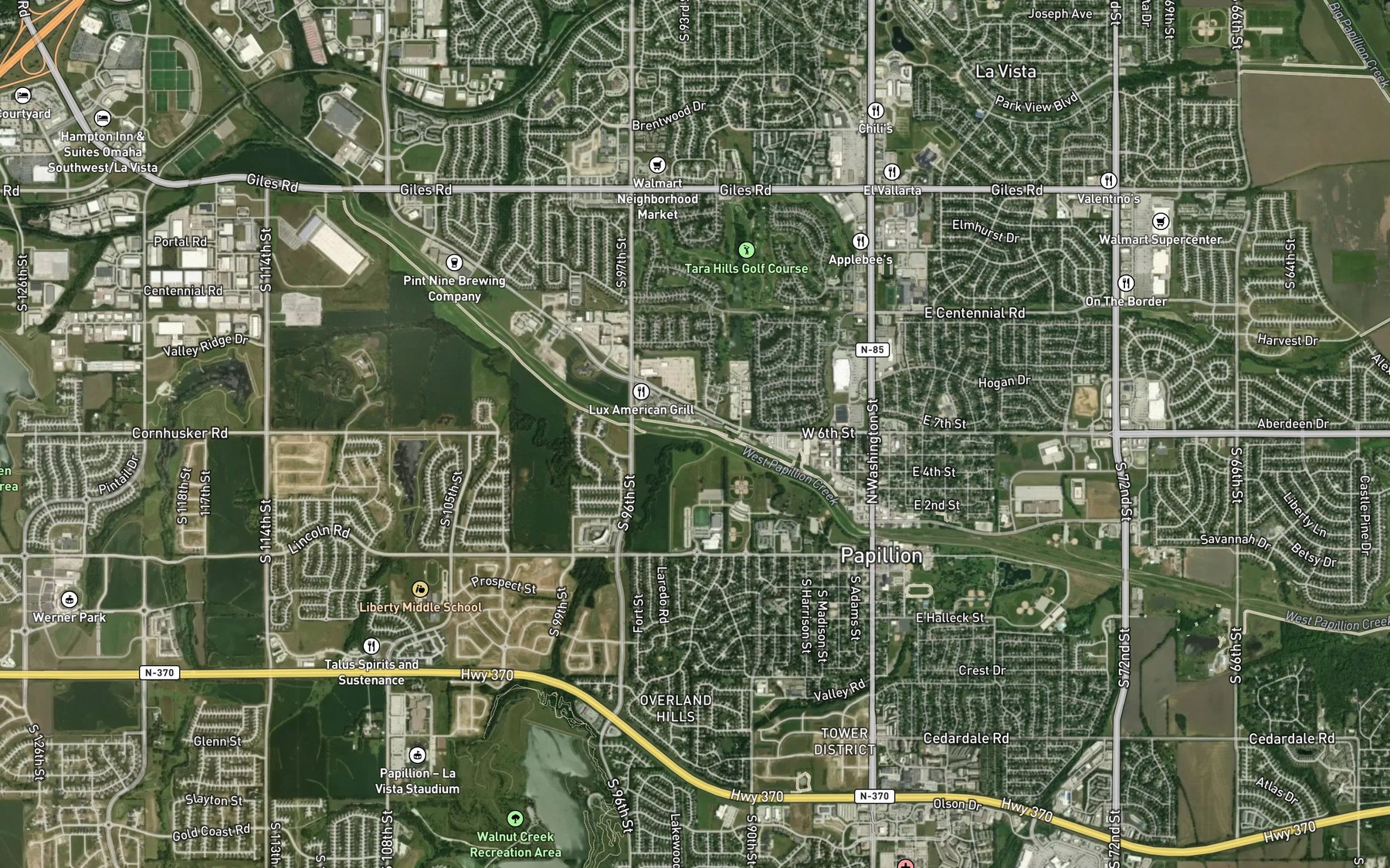 Satellite map of the Walnut Creek