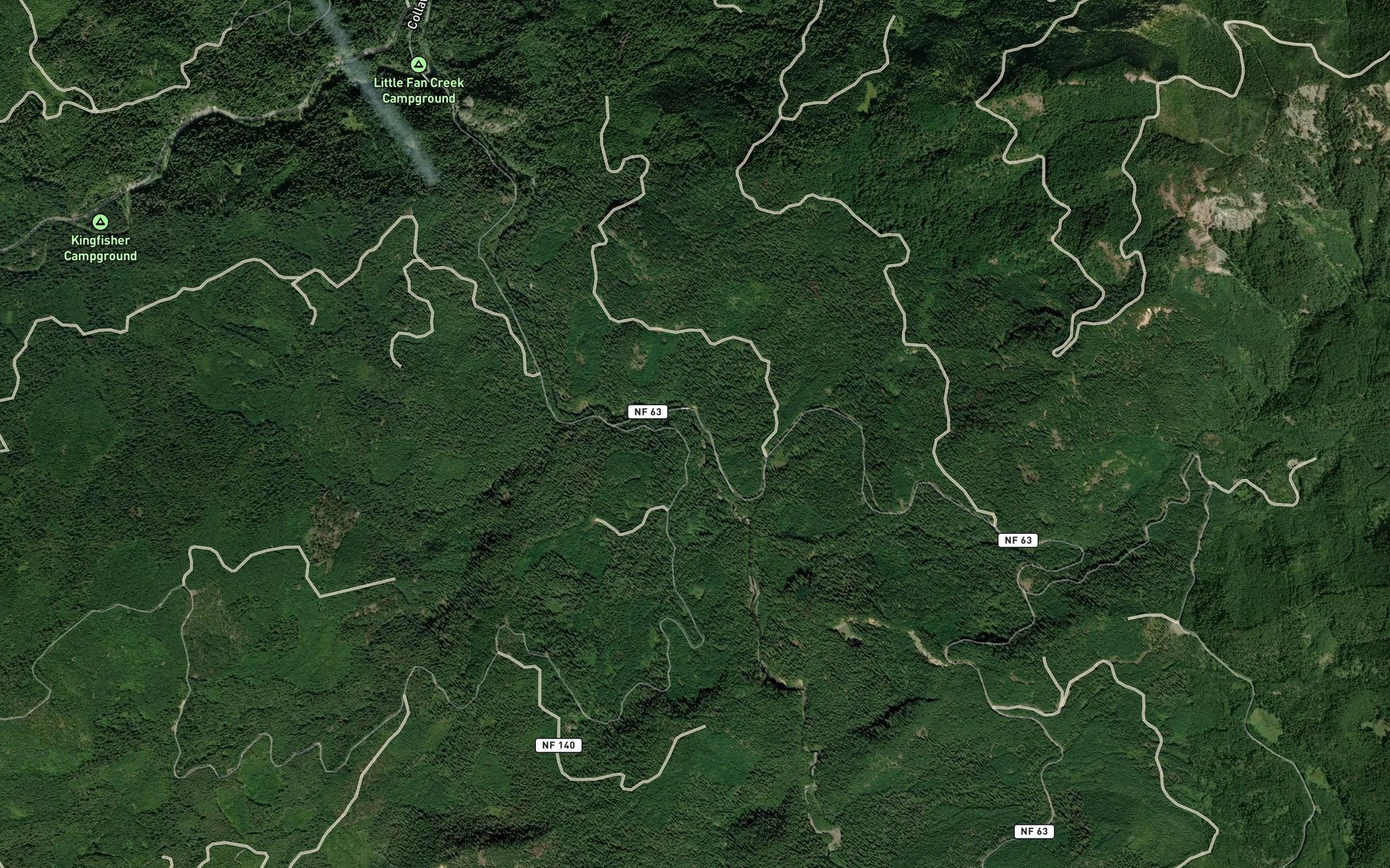 Satellite map of the Peat Creek