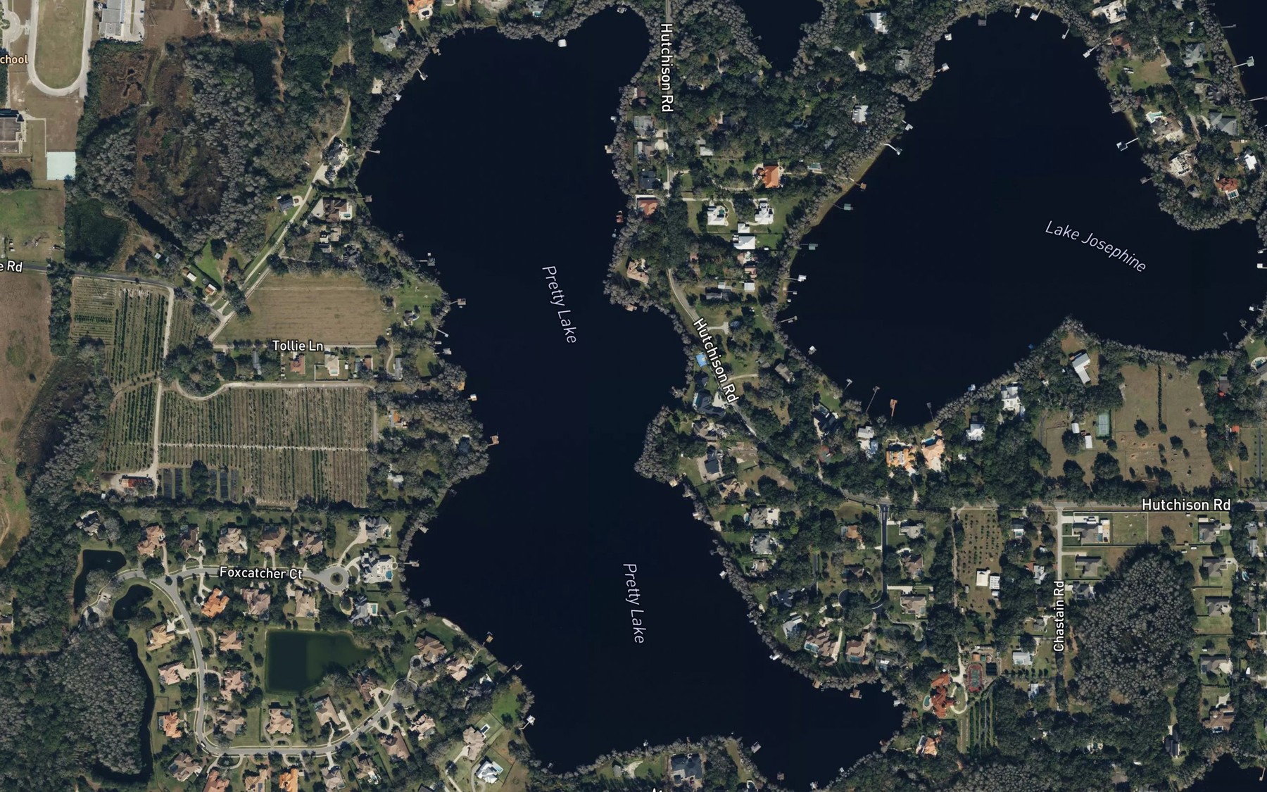 Satellite map of the Pretty Lake