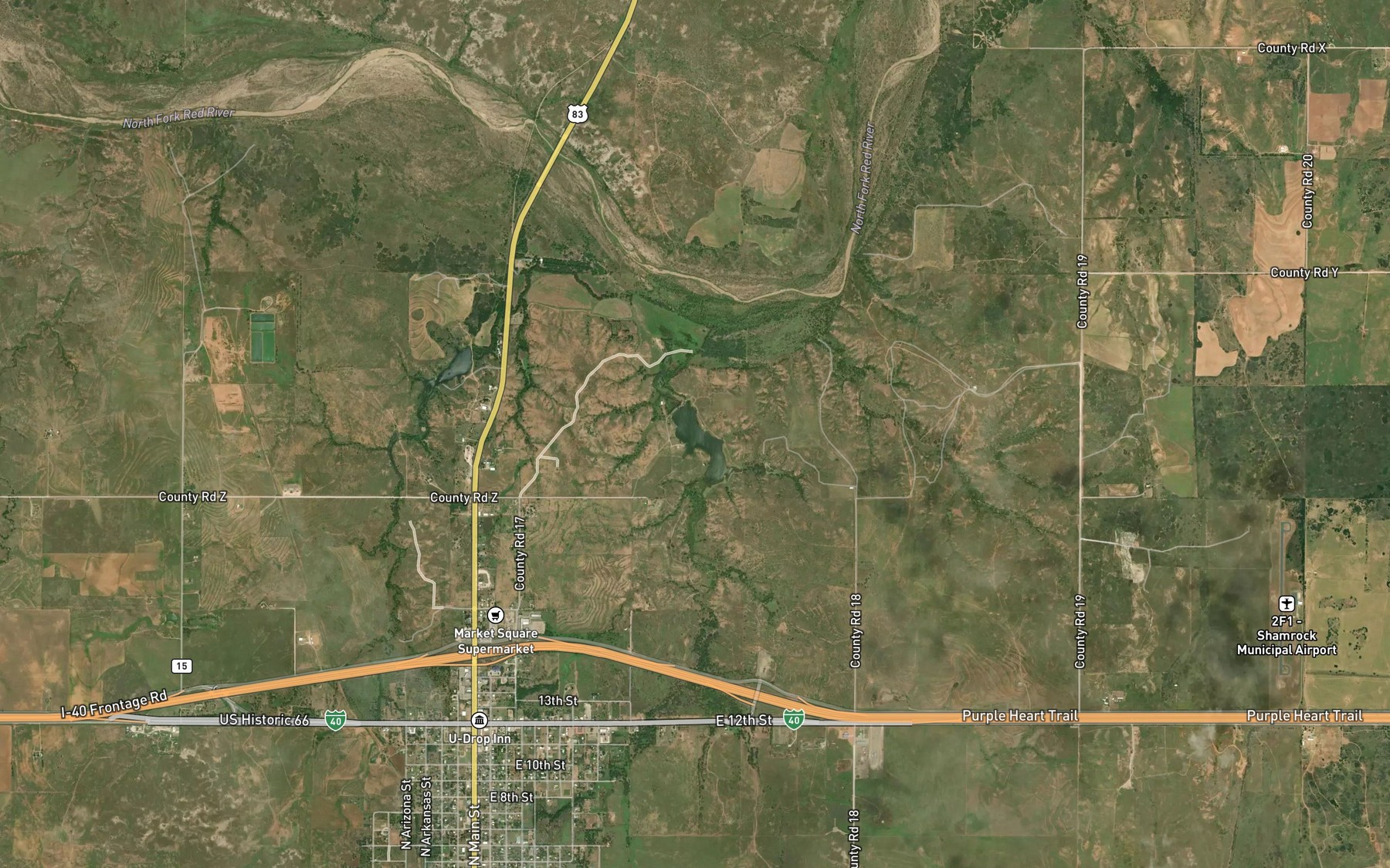 Satellite map of the Stagg Lake