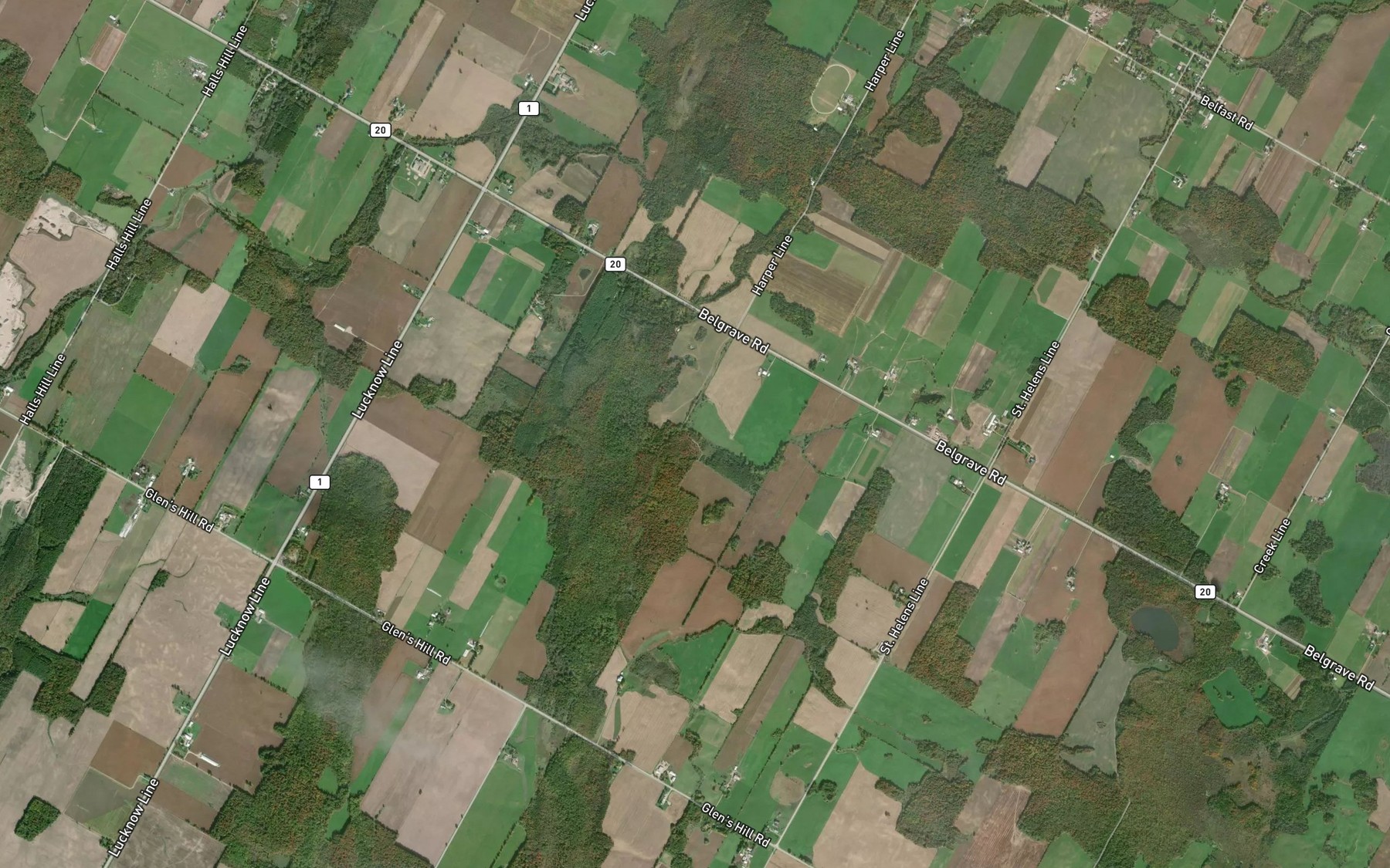 Satellite map of the St. Helens Creek
